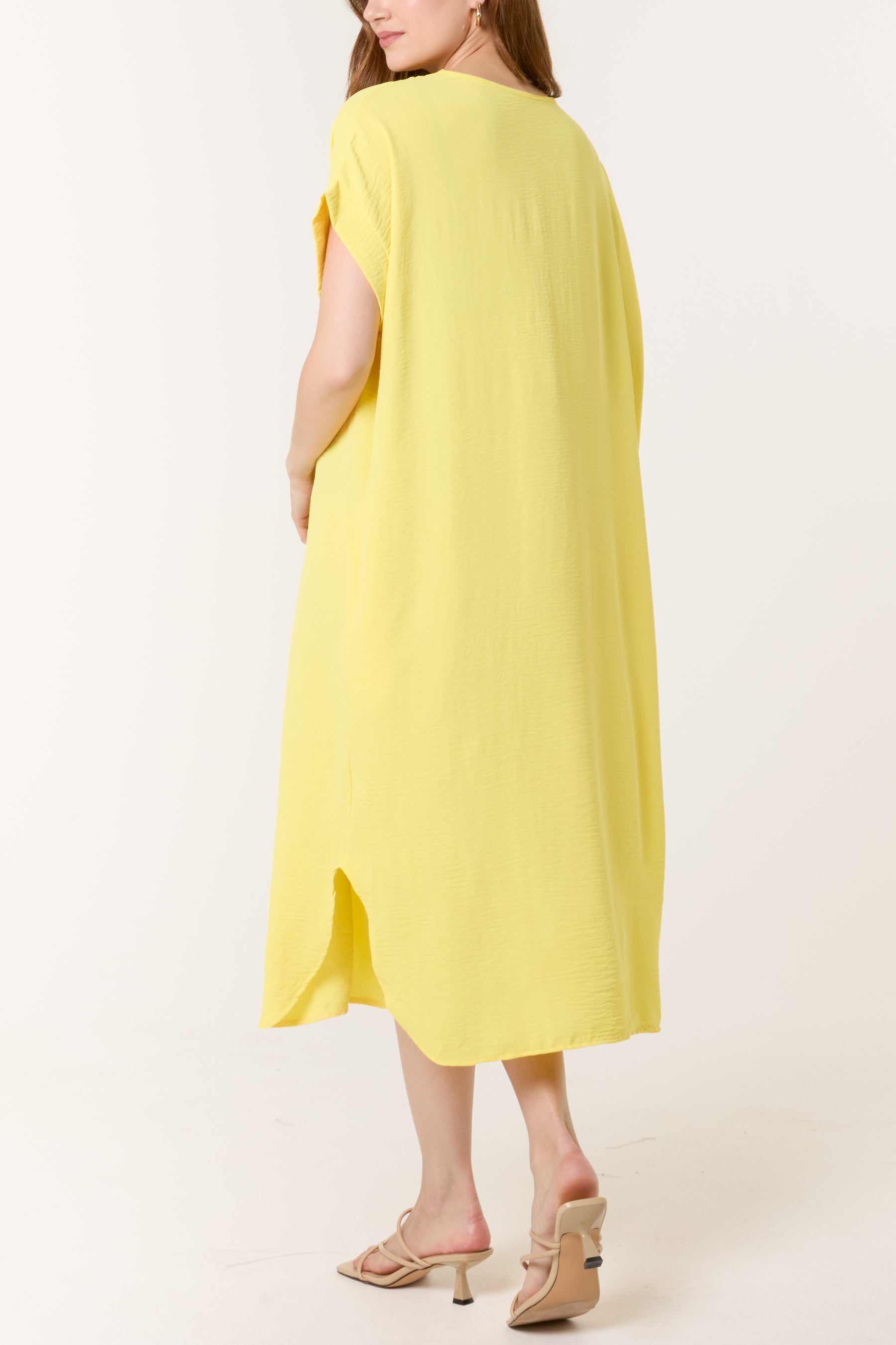 V-Neck Short Sleeve Midi Dress
