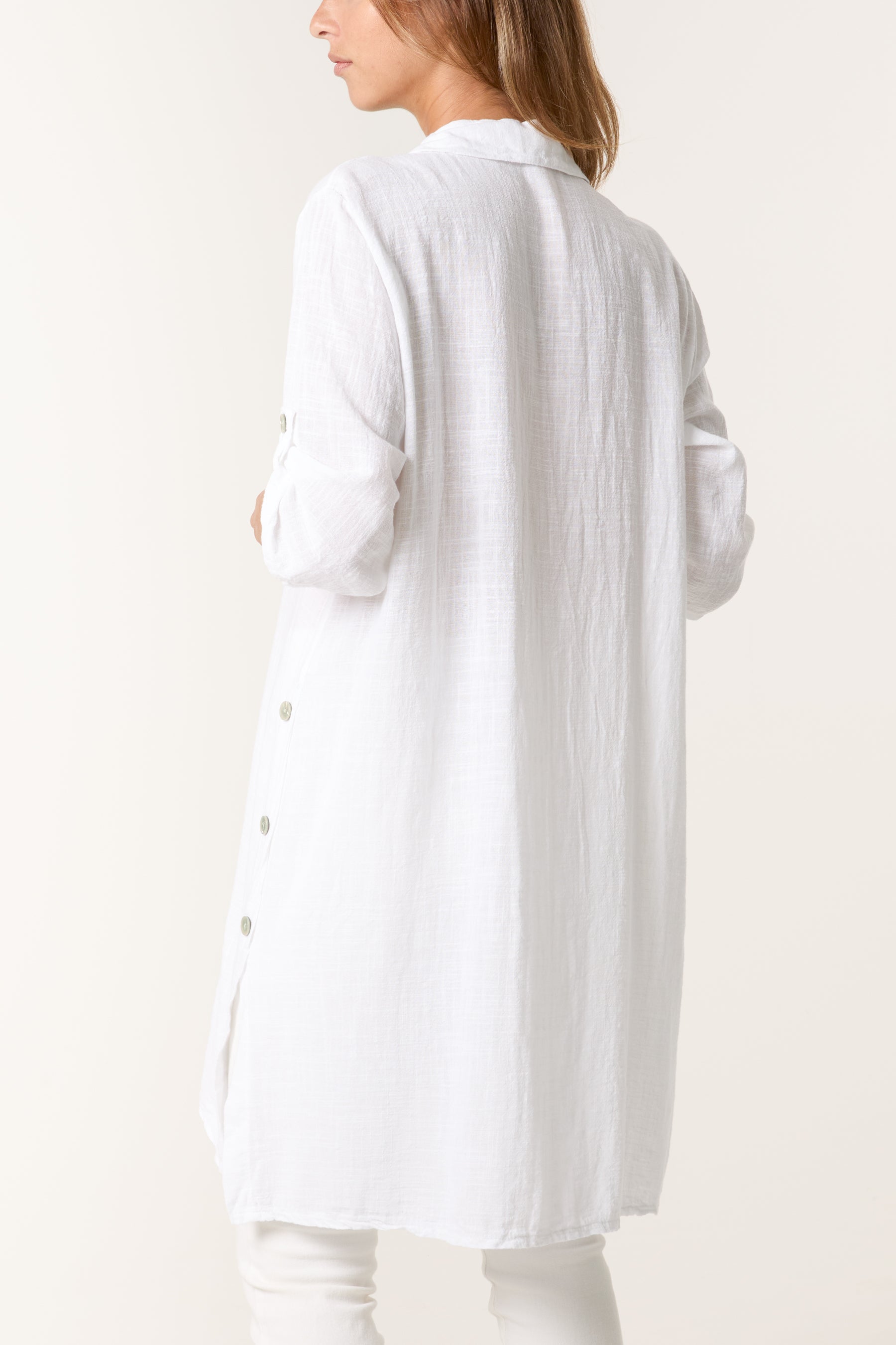 Button Details Longline Cotton Top