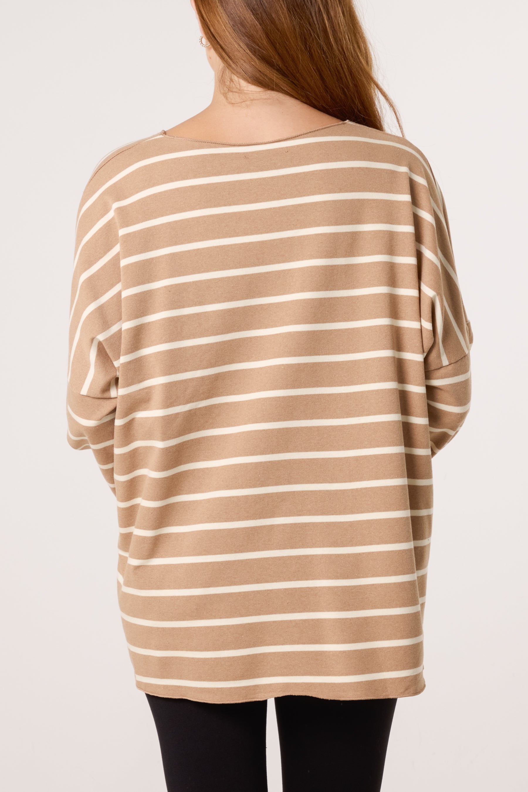 Striped V-Neck Long Sleeve Top