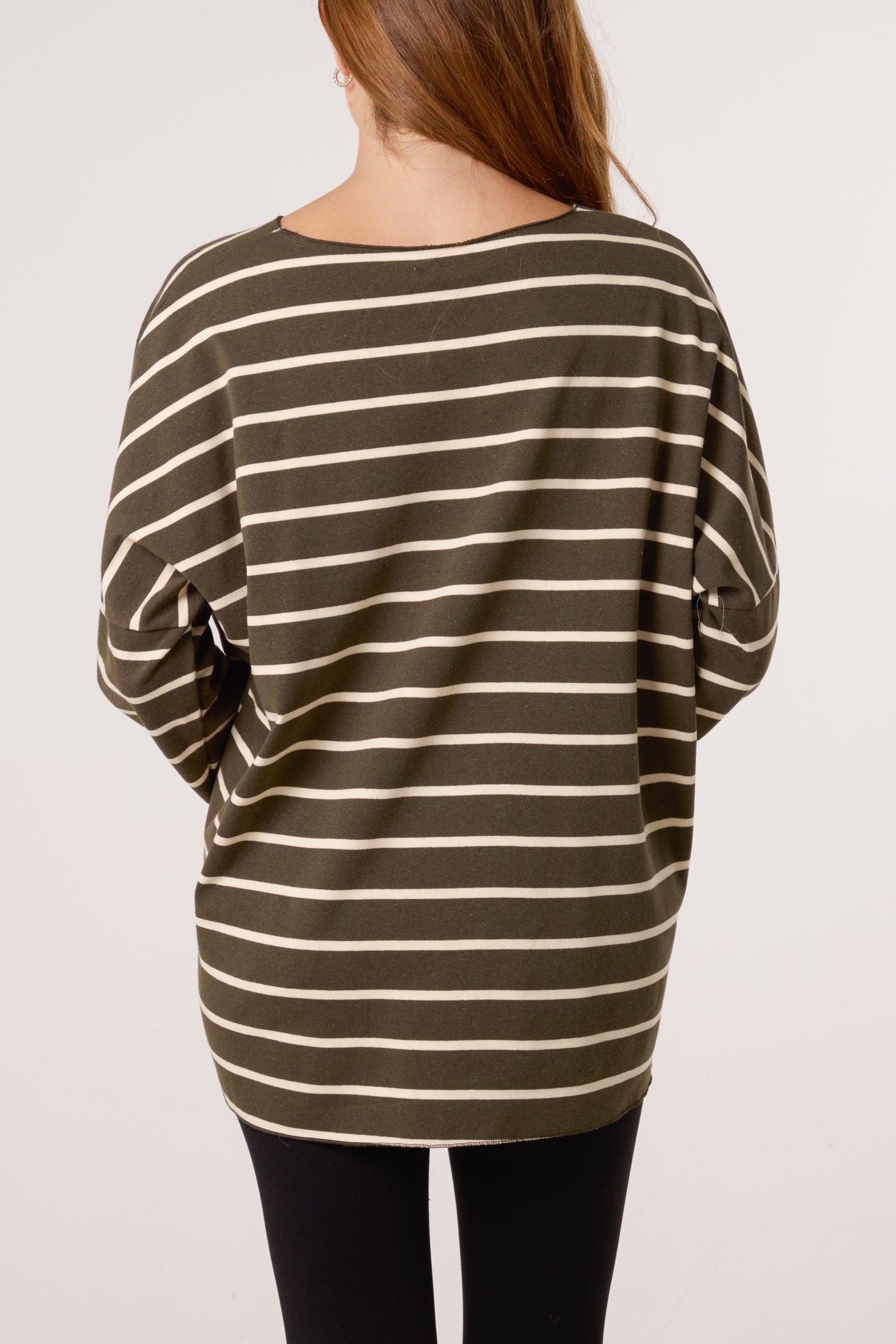 Striped V-Neck Long Sleeve Top