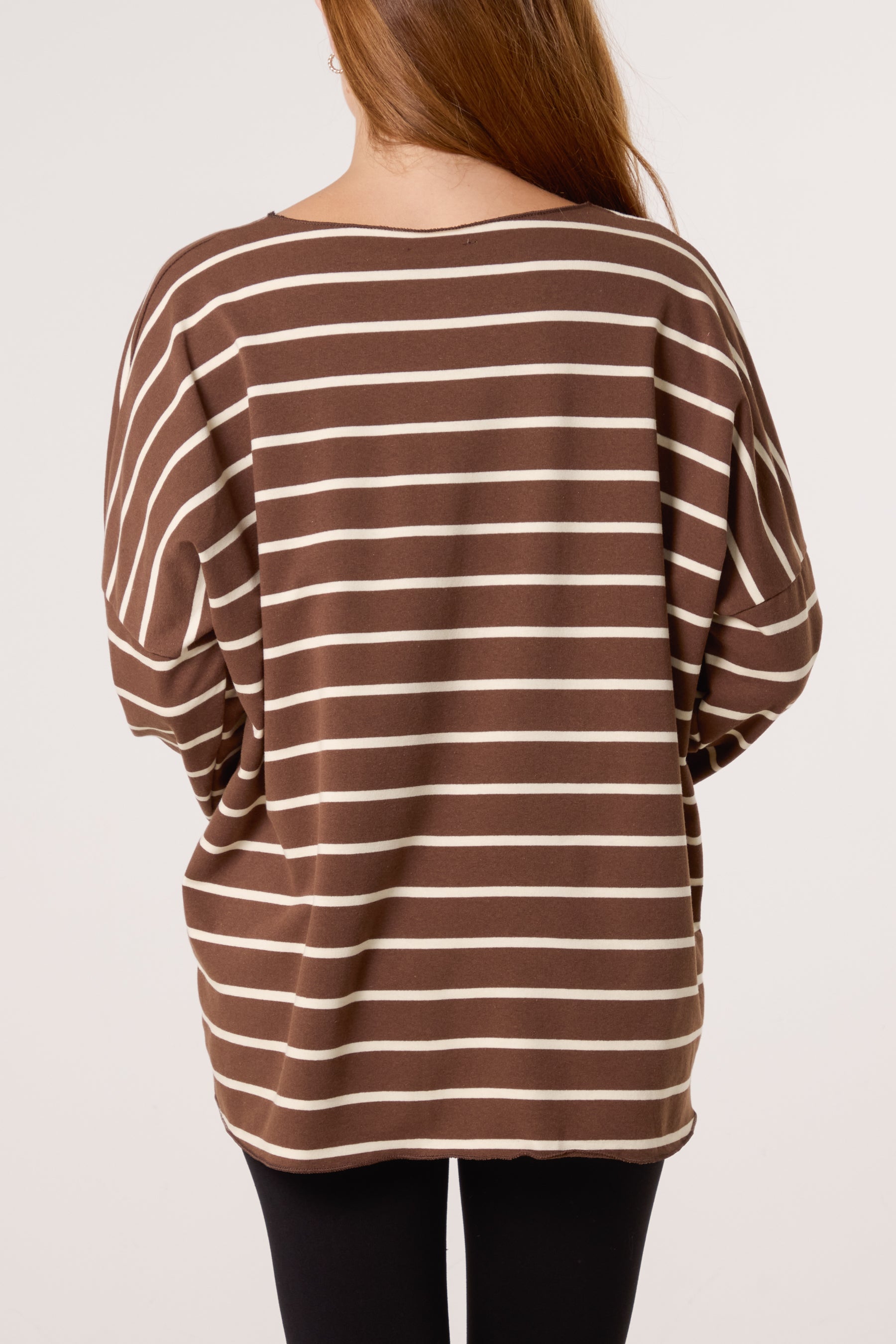 Striped V-Neck Long Sleeve Top