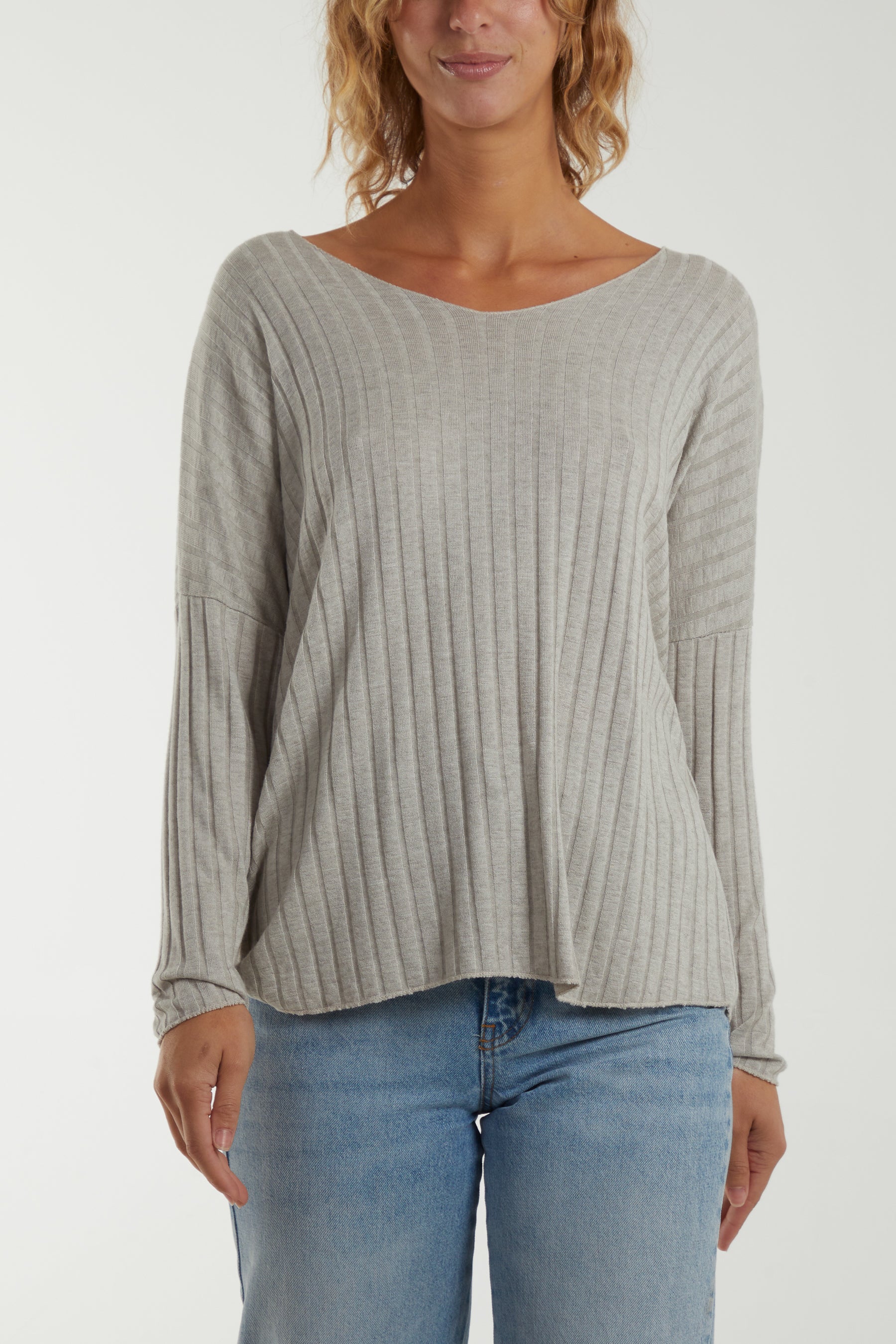 V-Neck Ribbed Jumper