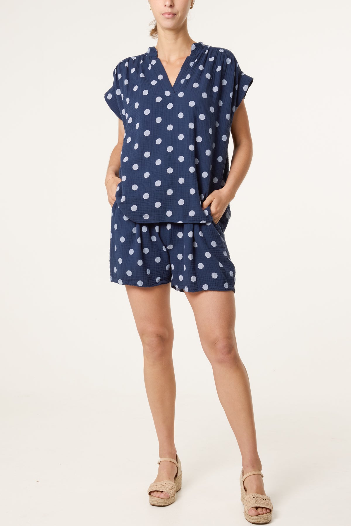 Polka Dot Top & Shorts Cotton Set