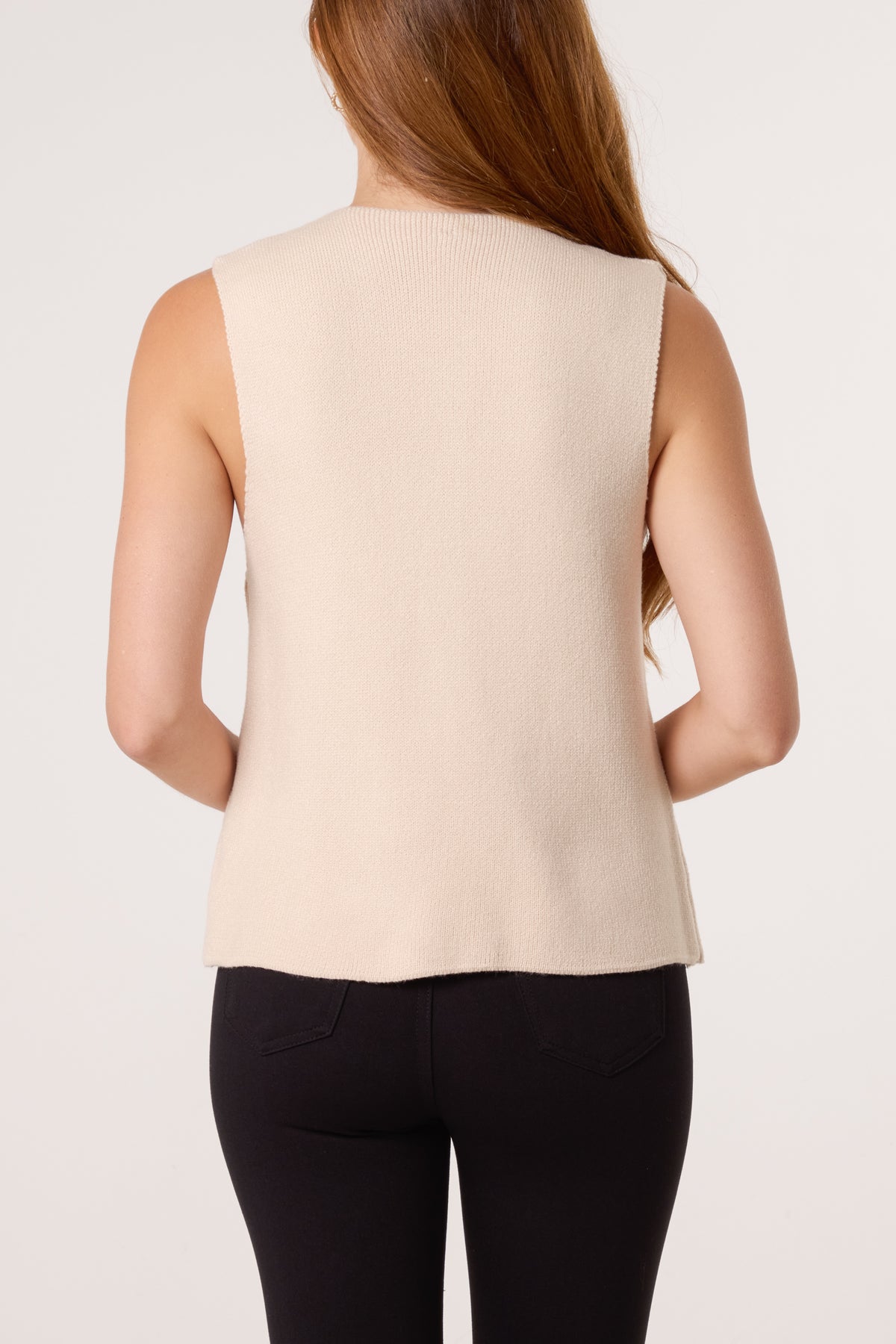 Gold Brooch Knitted Waistcoat