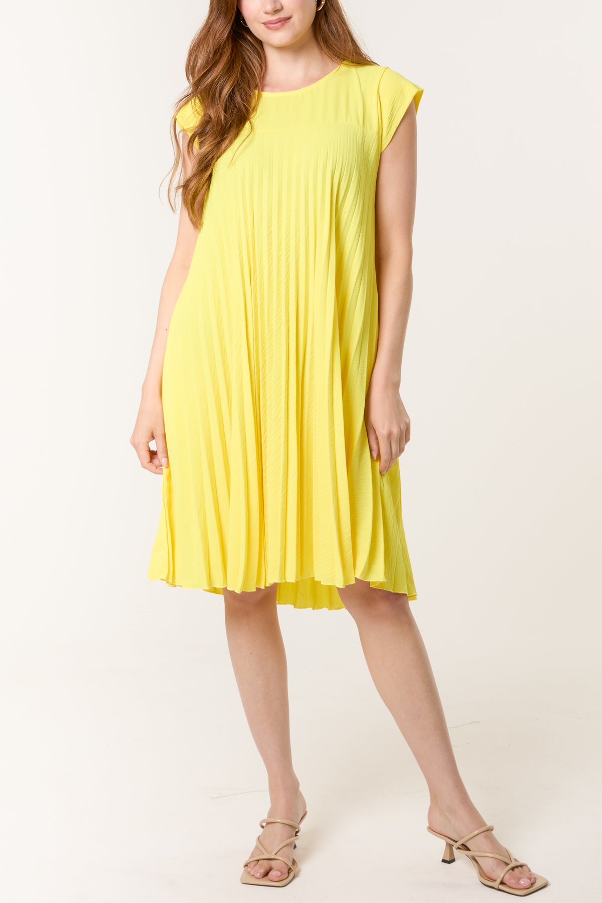 Cap Sleeve Pleated Mini Dress