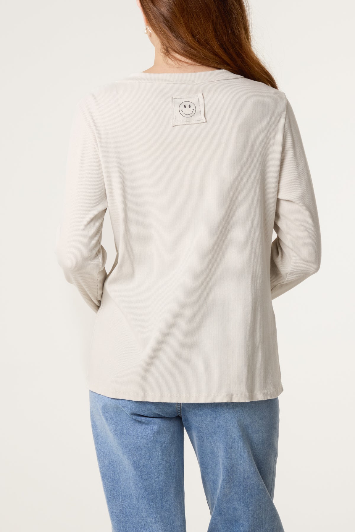 Smiley Face Back Long Sleeve Top