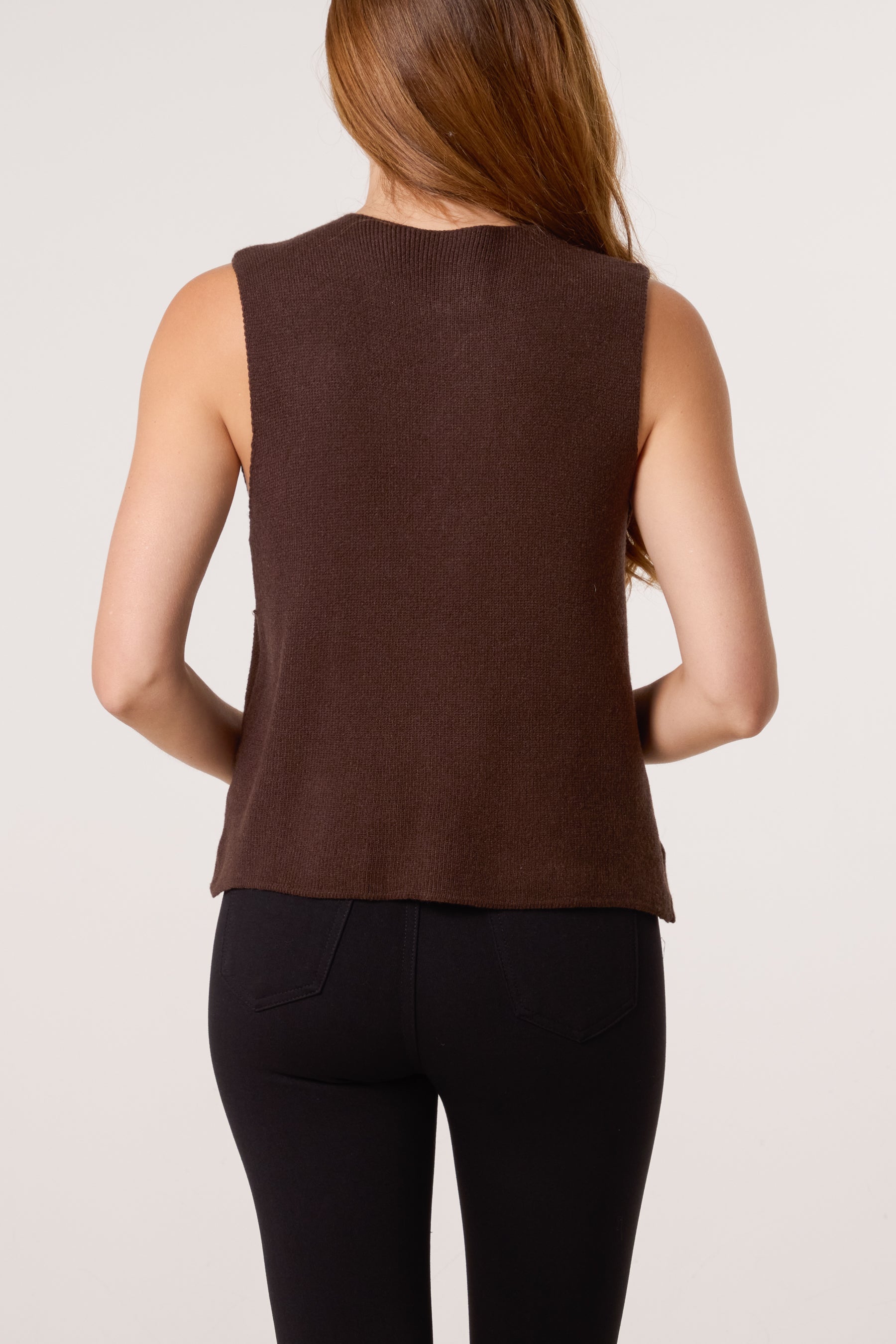 Gold Brooch Knitted Waistcoat