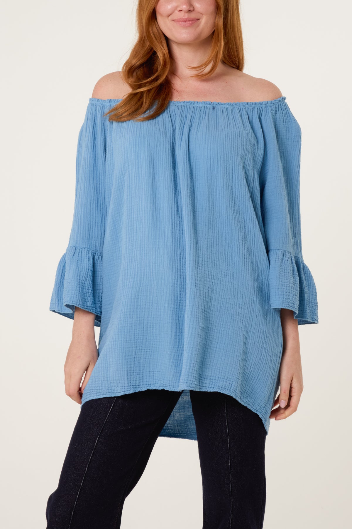 Cheesecloth Bardot Bell Sleeve Top