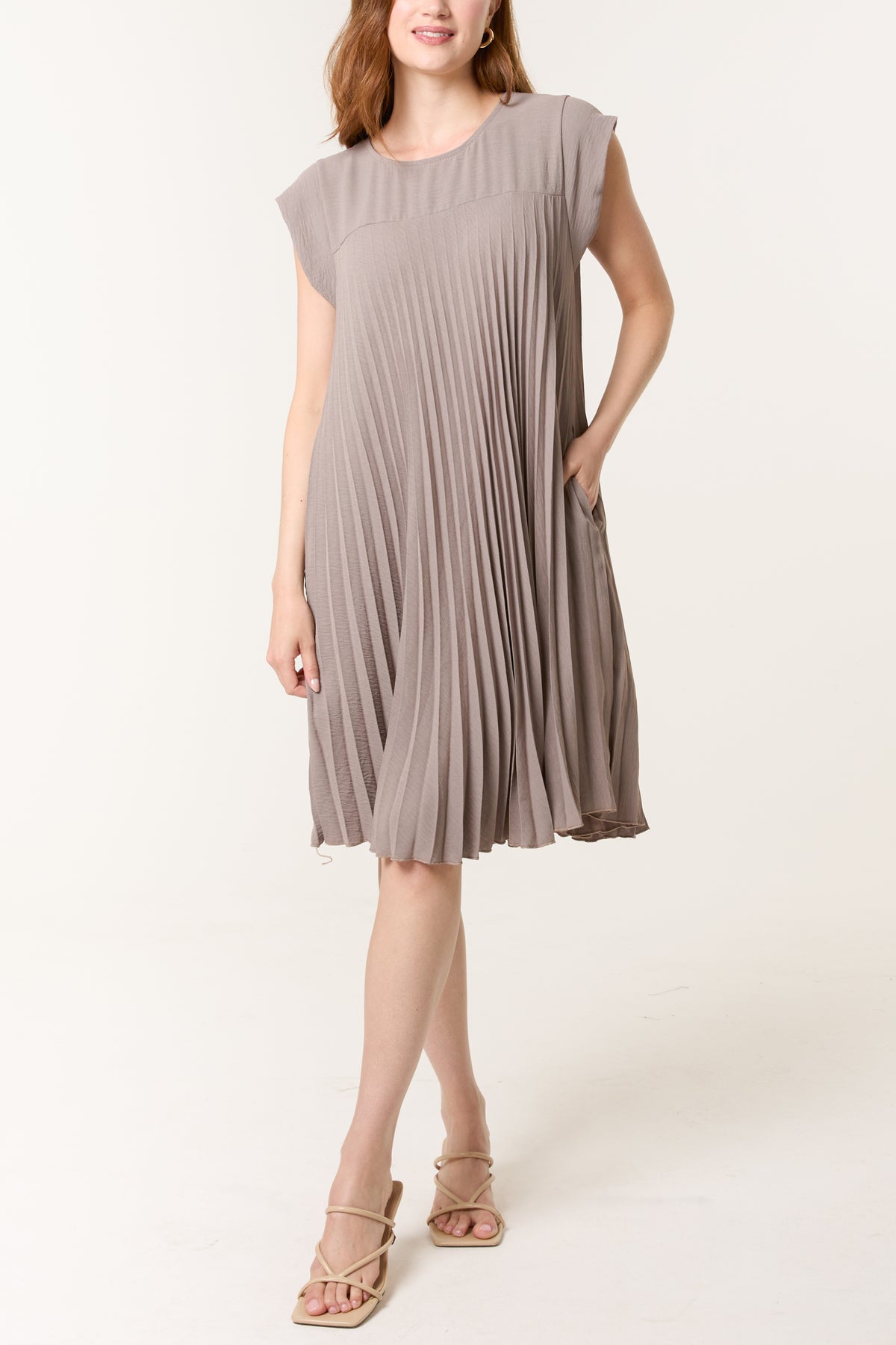 Cap Sleeve Pleated Mini Dress