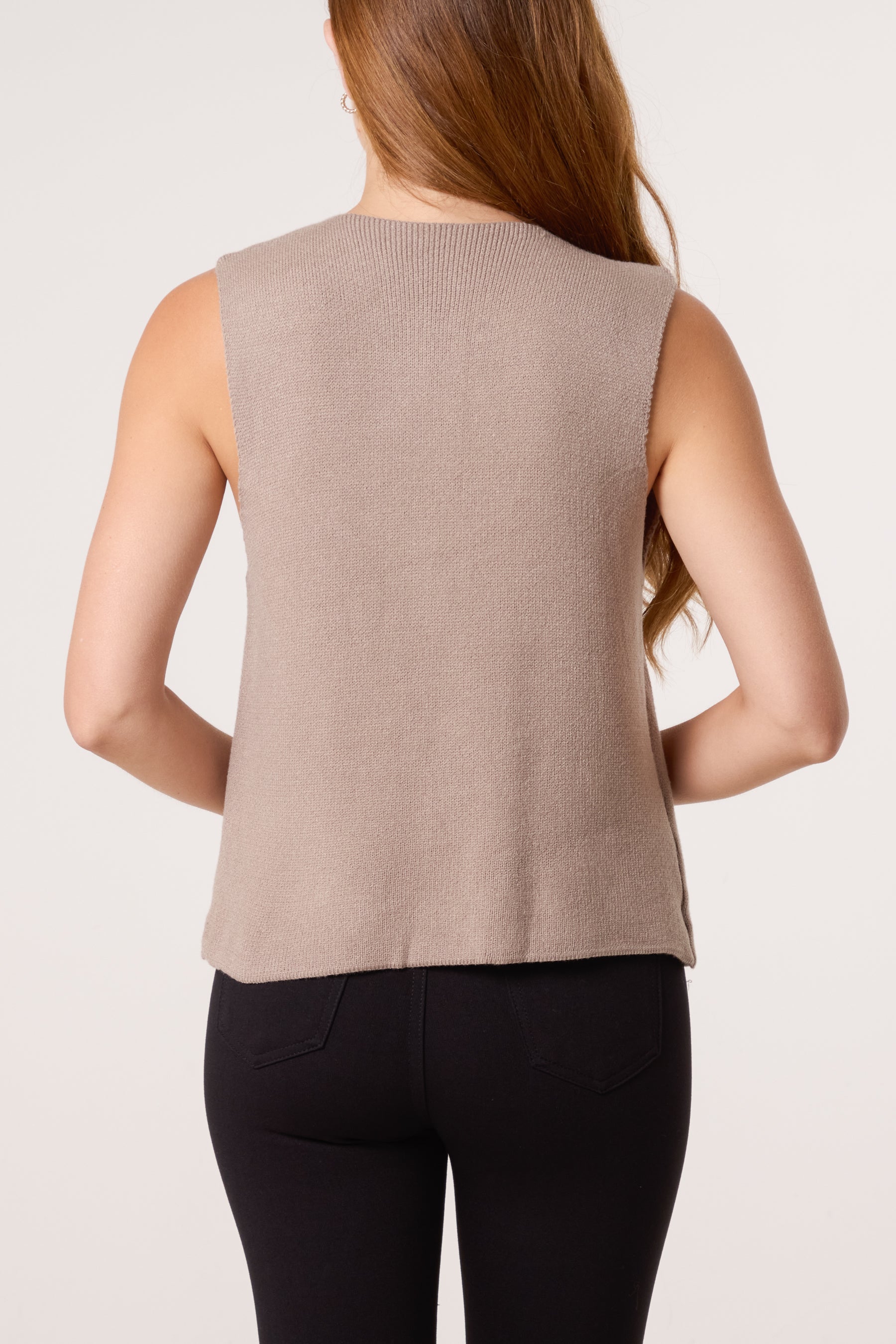 Gold Brooch Knitted Waistcoat
