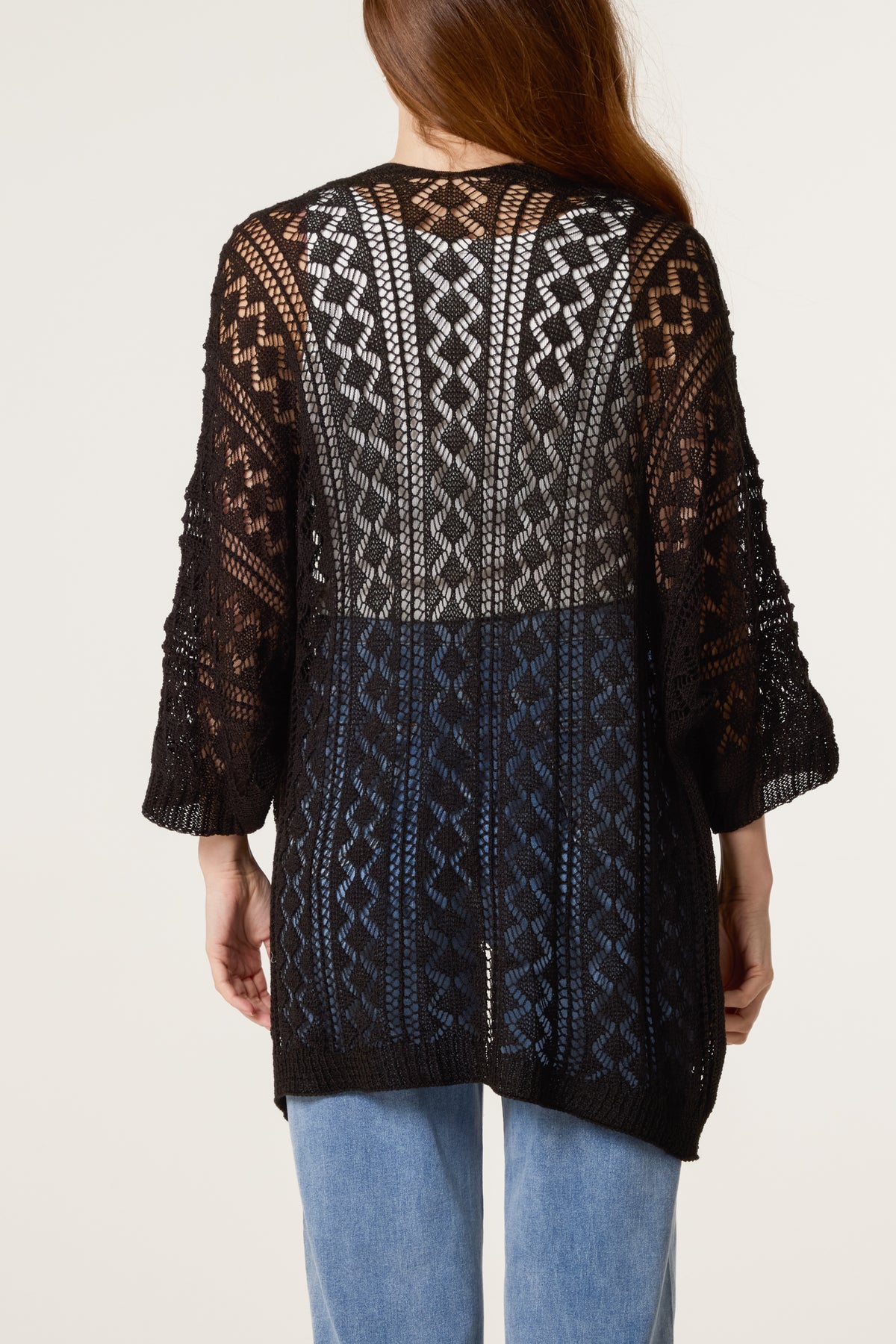 Diamond Knit Open Cardigan
