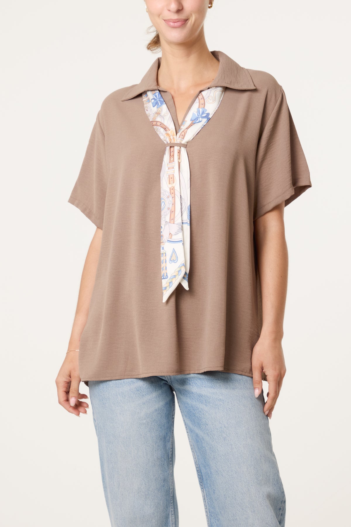 Scarf Tie Collar Shirt
