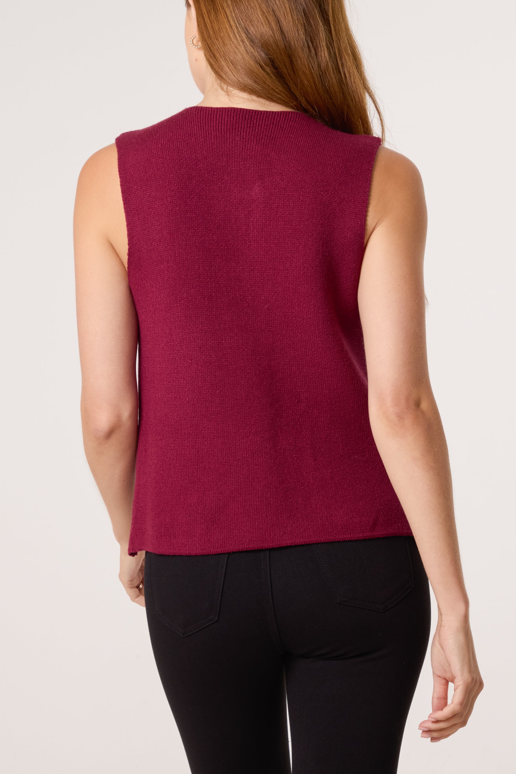 Gold Brooch Knitted Waistcoat