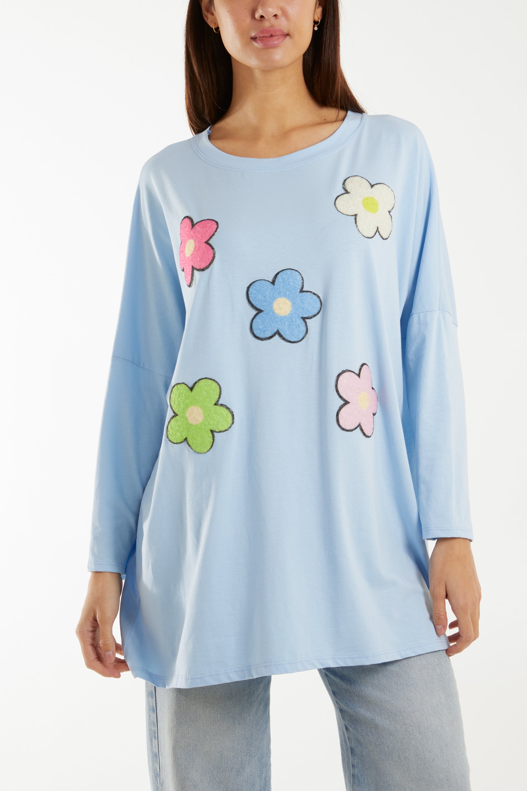 Multicolour Fluffy Daisy Long Sleeve Top