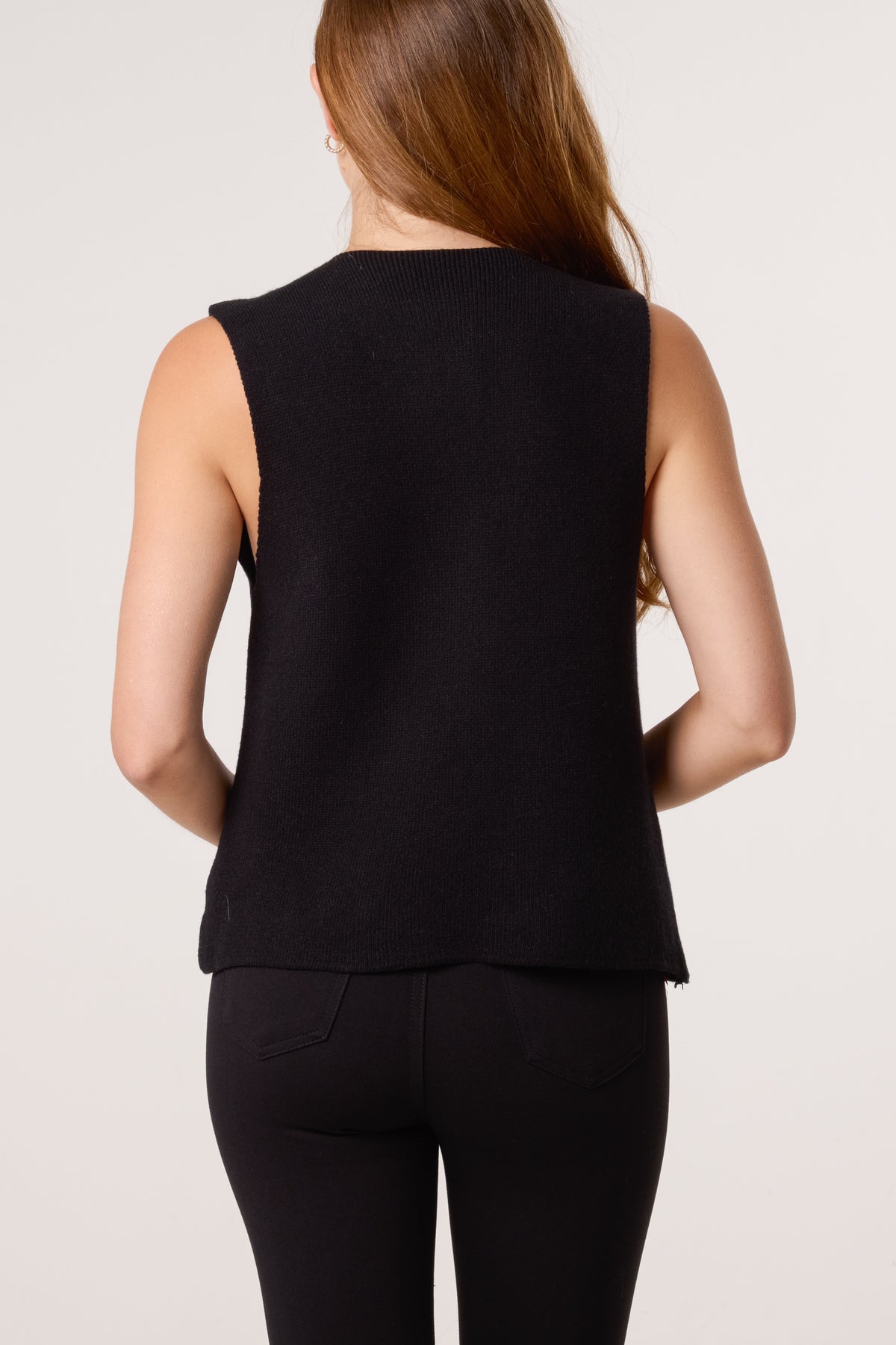 Gold Brooch Knitted Waistcoat