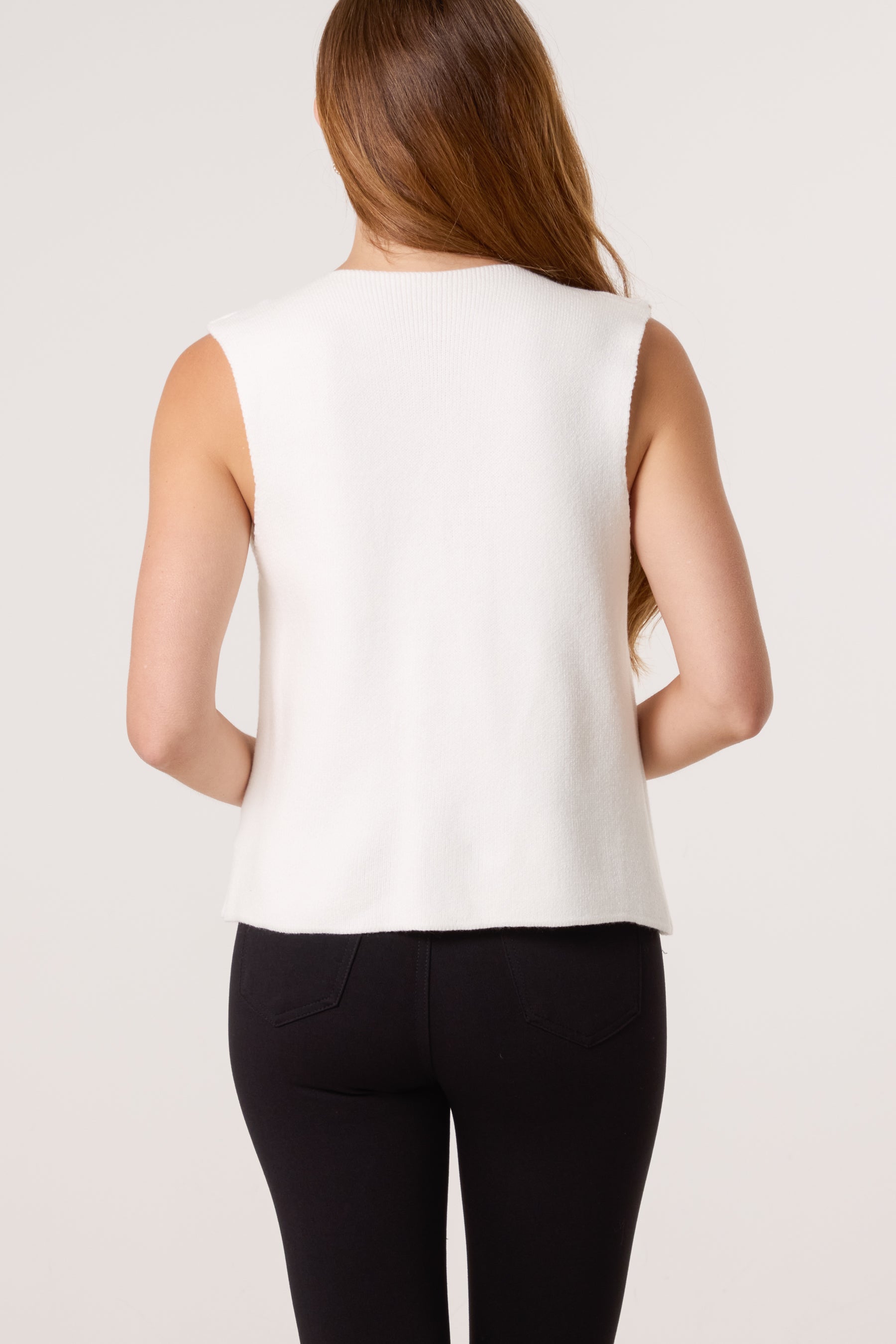 Gold Brooch Knitted Waistcoat