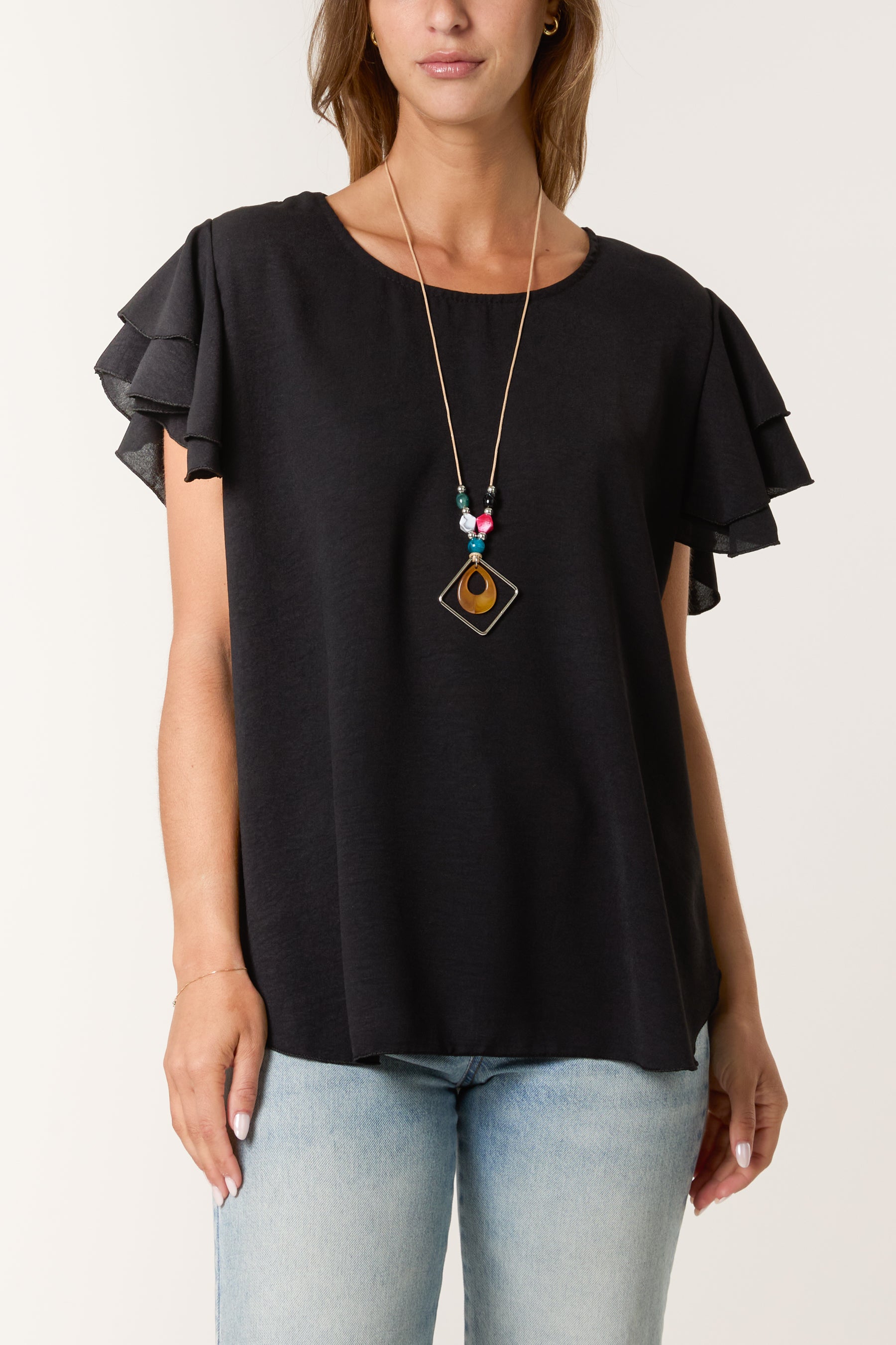 Flutter Sleeve Necklace Top