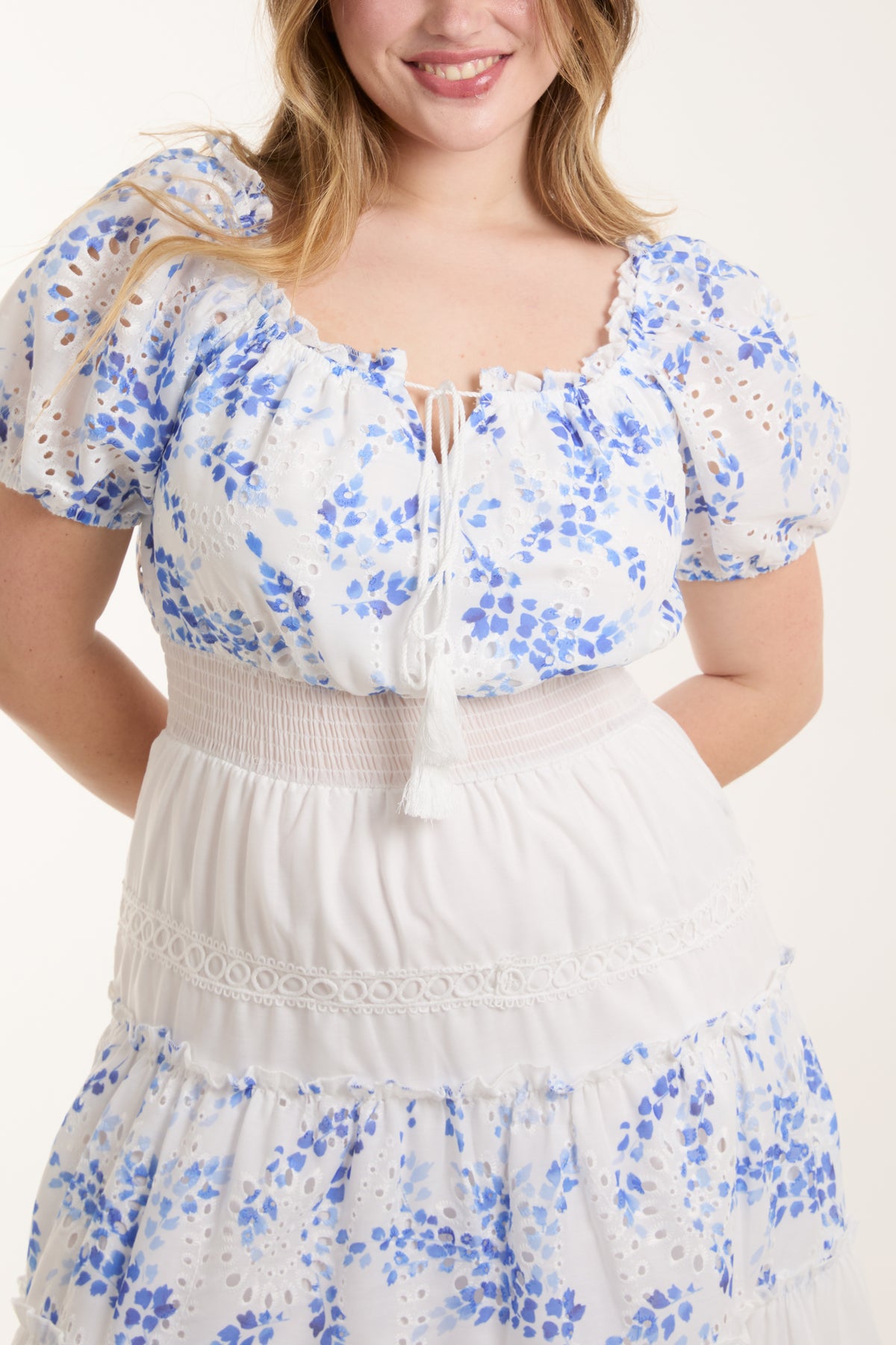 Floral & Lace Square Neck Maxi Dress