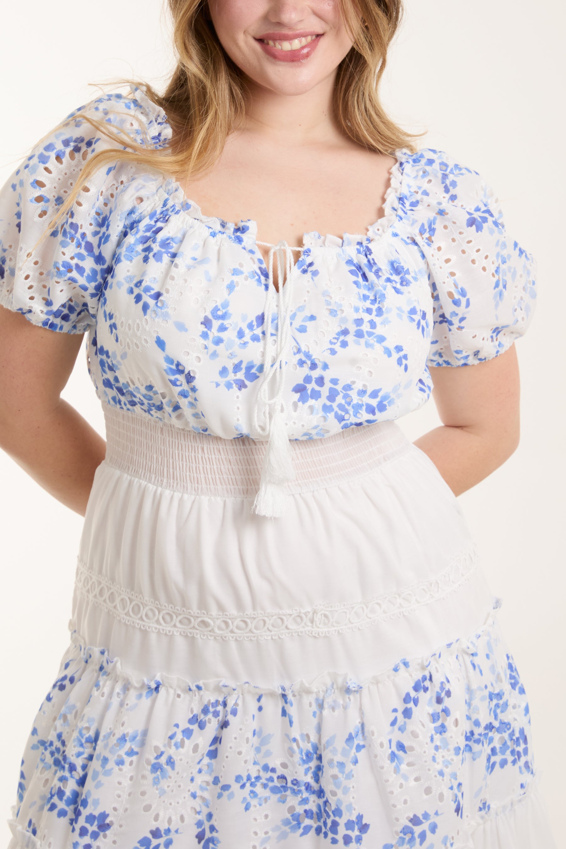 Floral & Lace Square Neck Maxi Dress