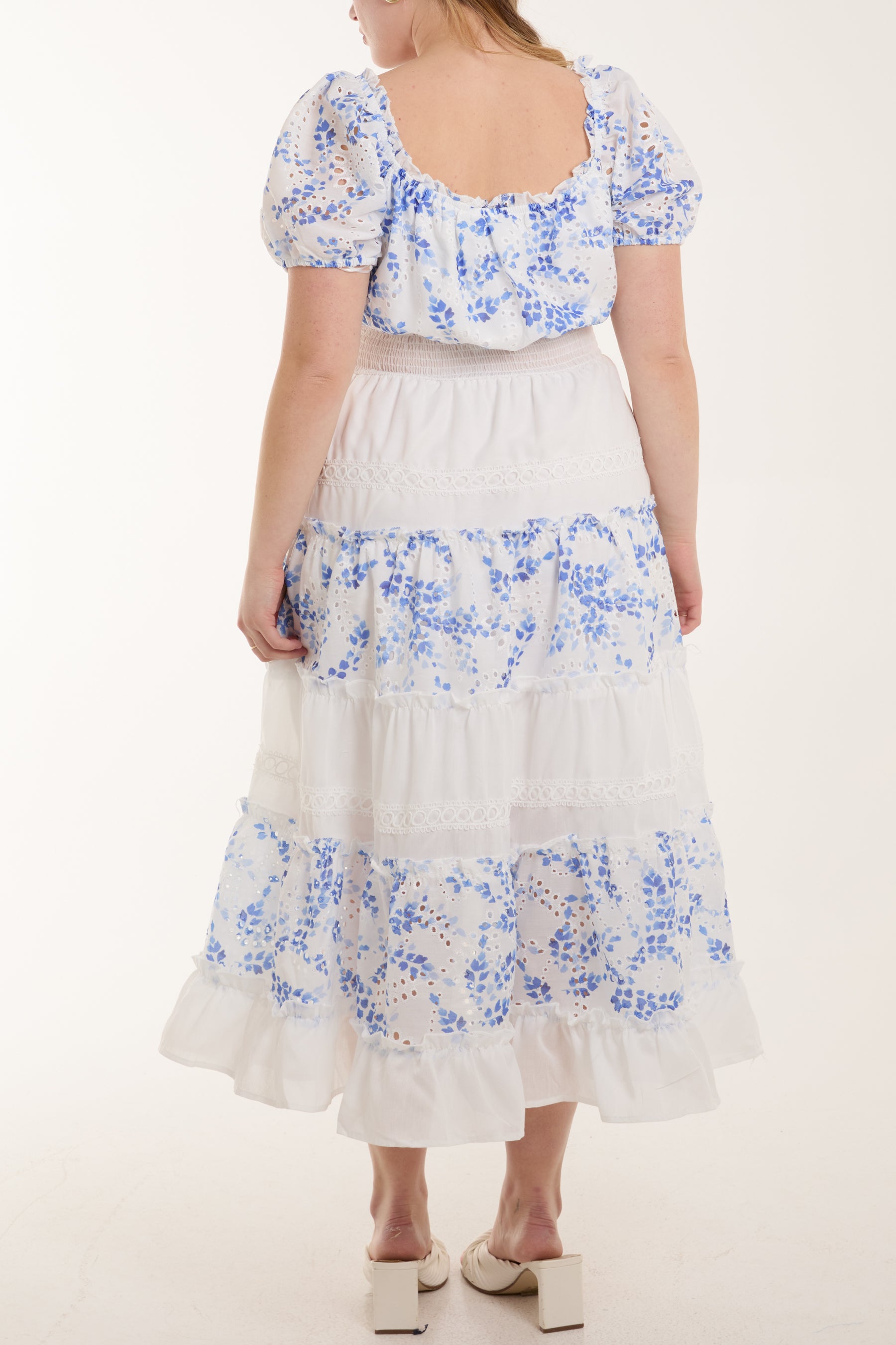 Floral & Lace Square Neck Maxi Dress