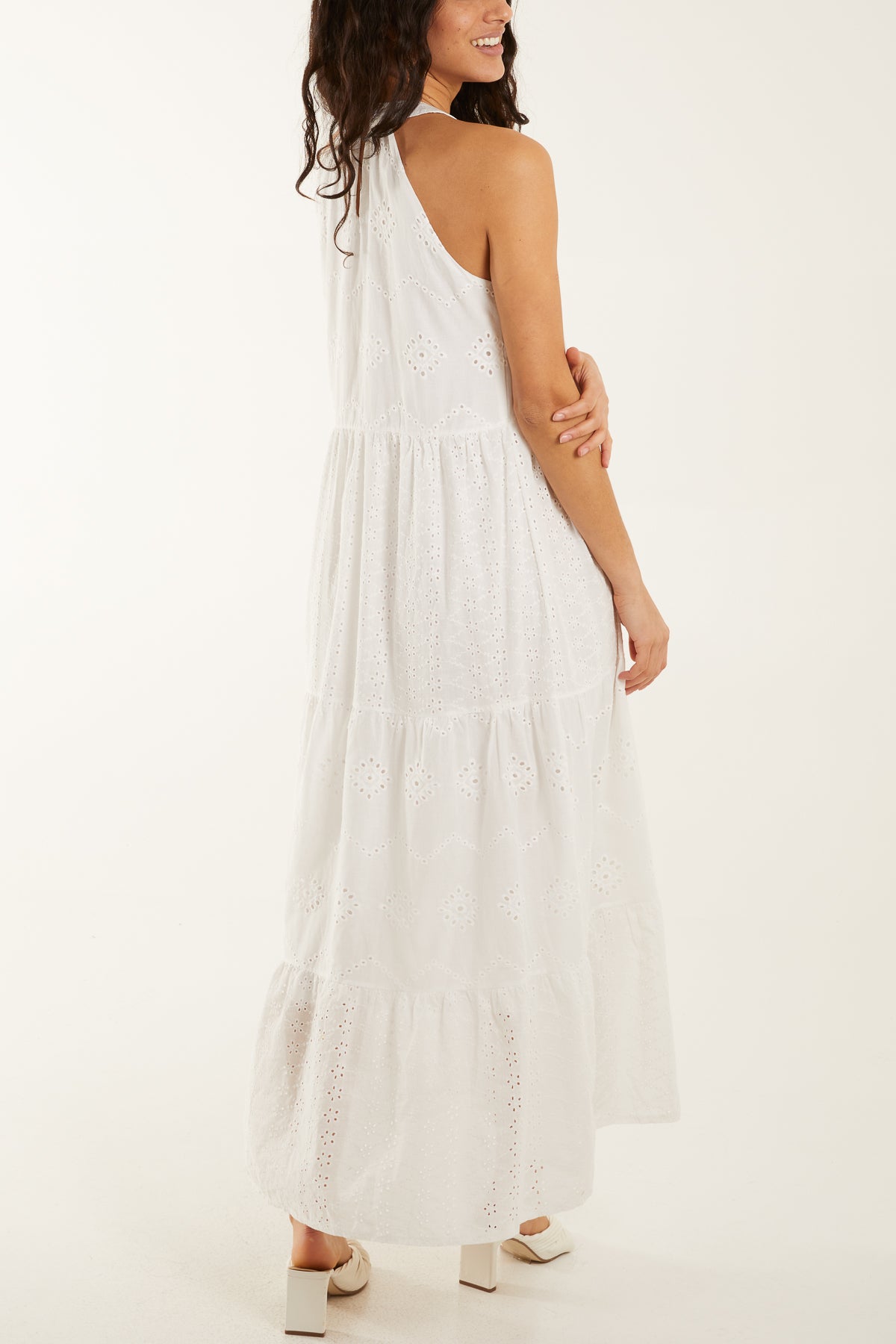 Halterneck Broderie Anglaise Maxi Dress