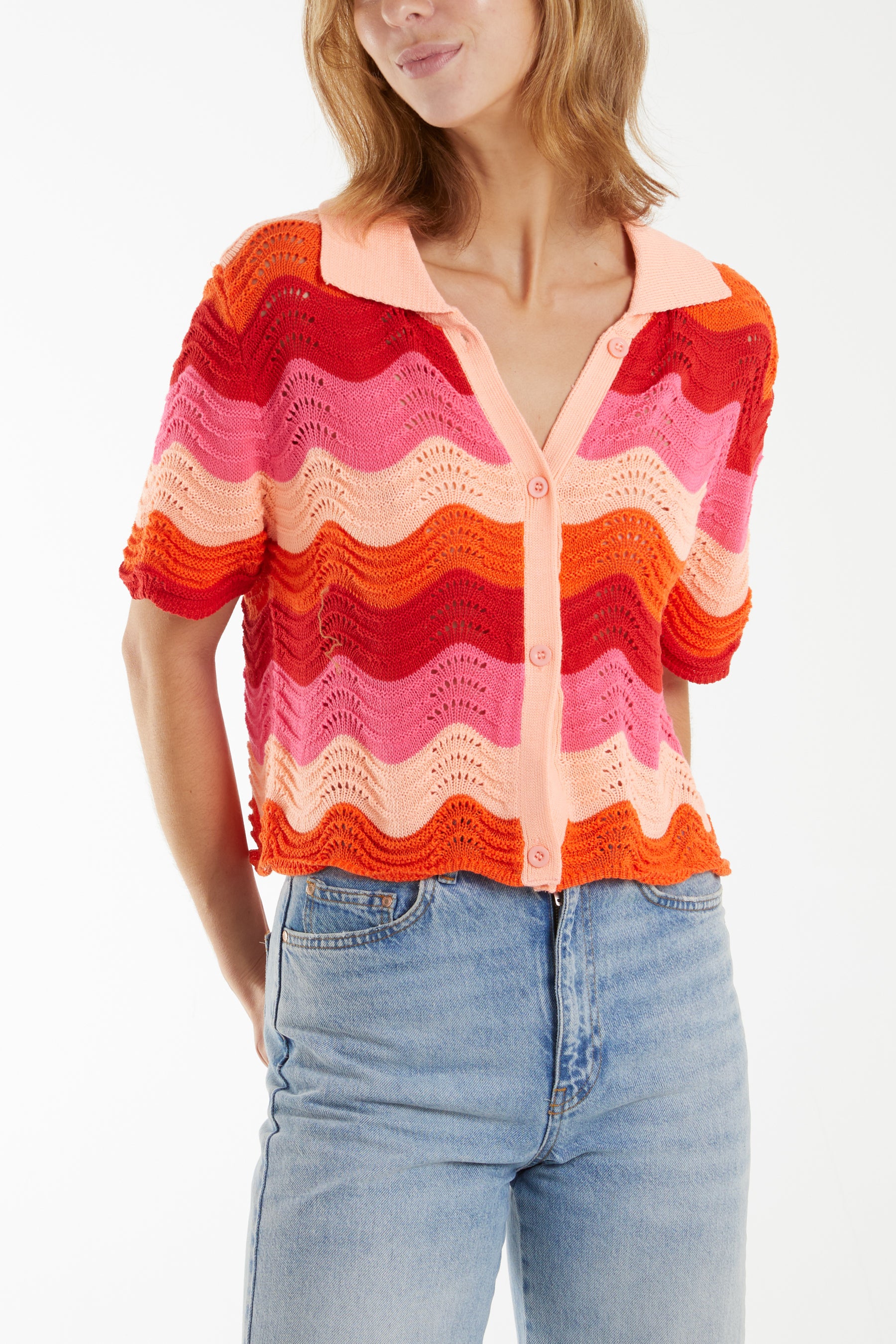 Multi coloured crochet on sale cardigan