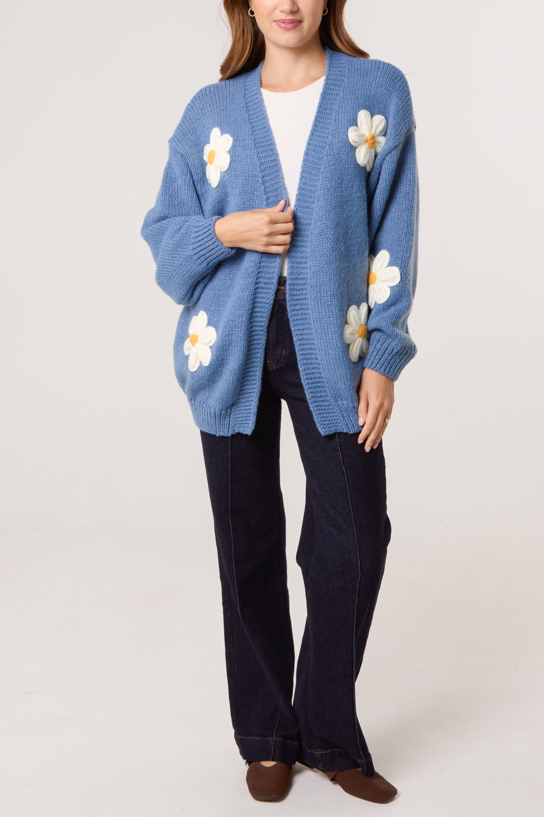 Flocking Daisy Open Knit Cardigan