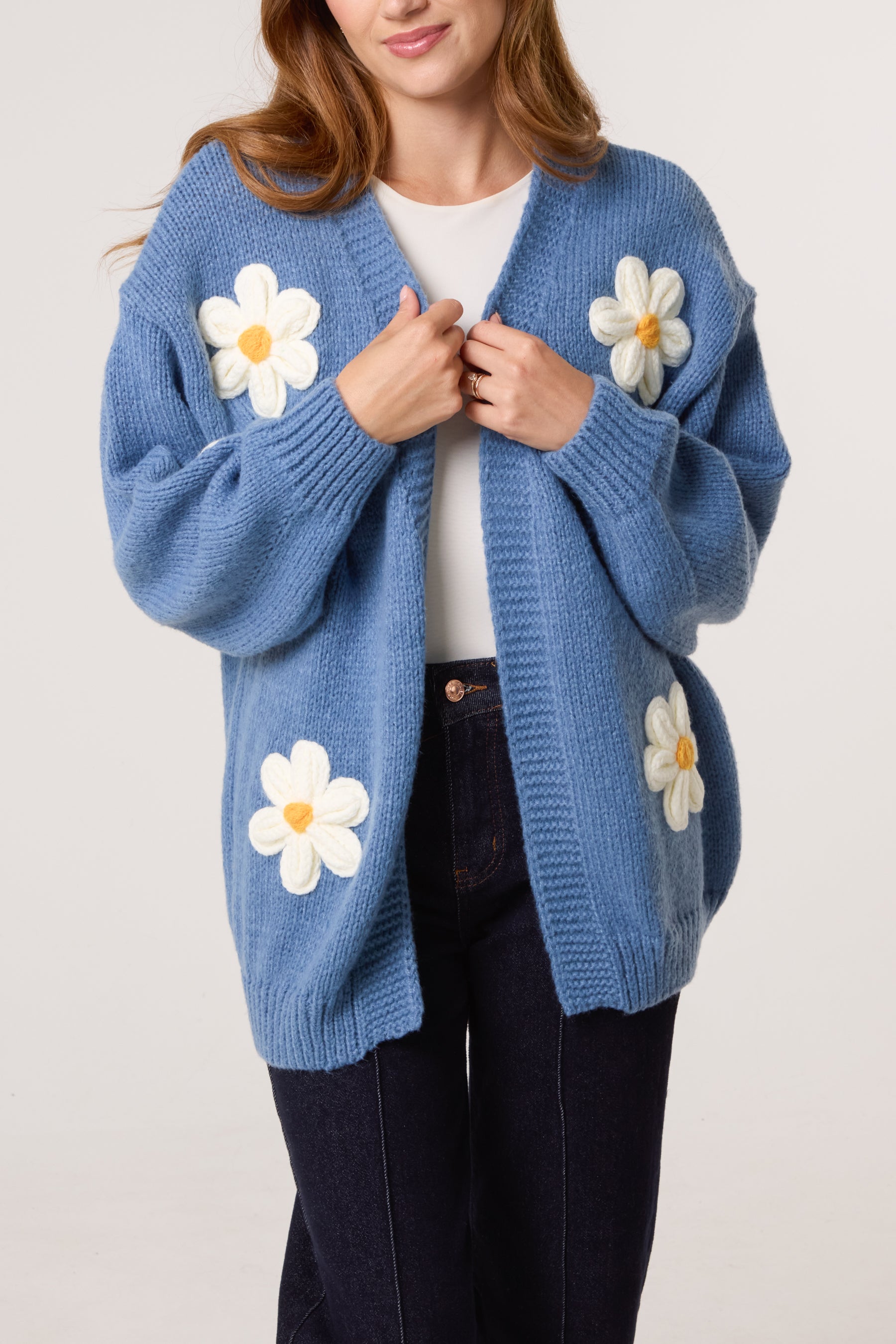 Flocking Daisy Open Knit Cardigan