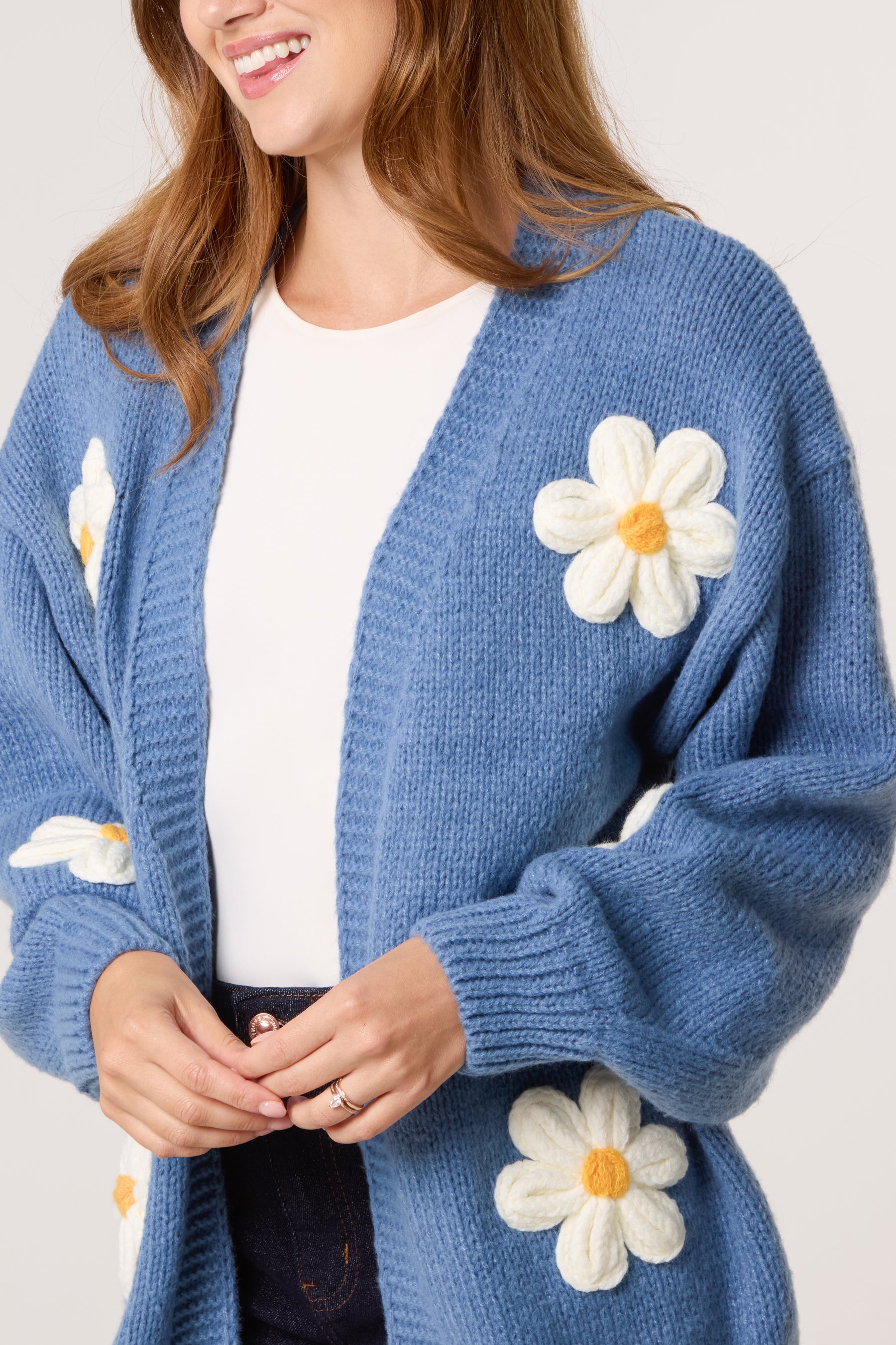 Flocking Daisy Open Knit Cardigan