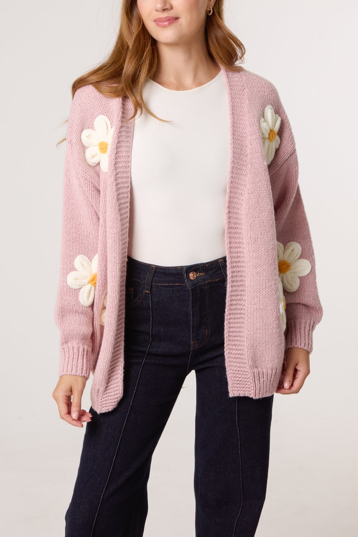 Flocking Daisy Open Knit Cardigan