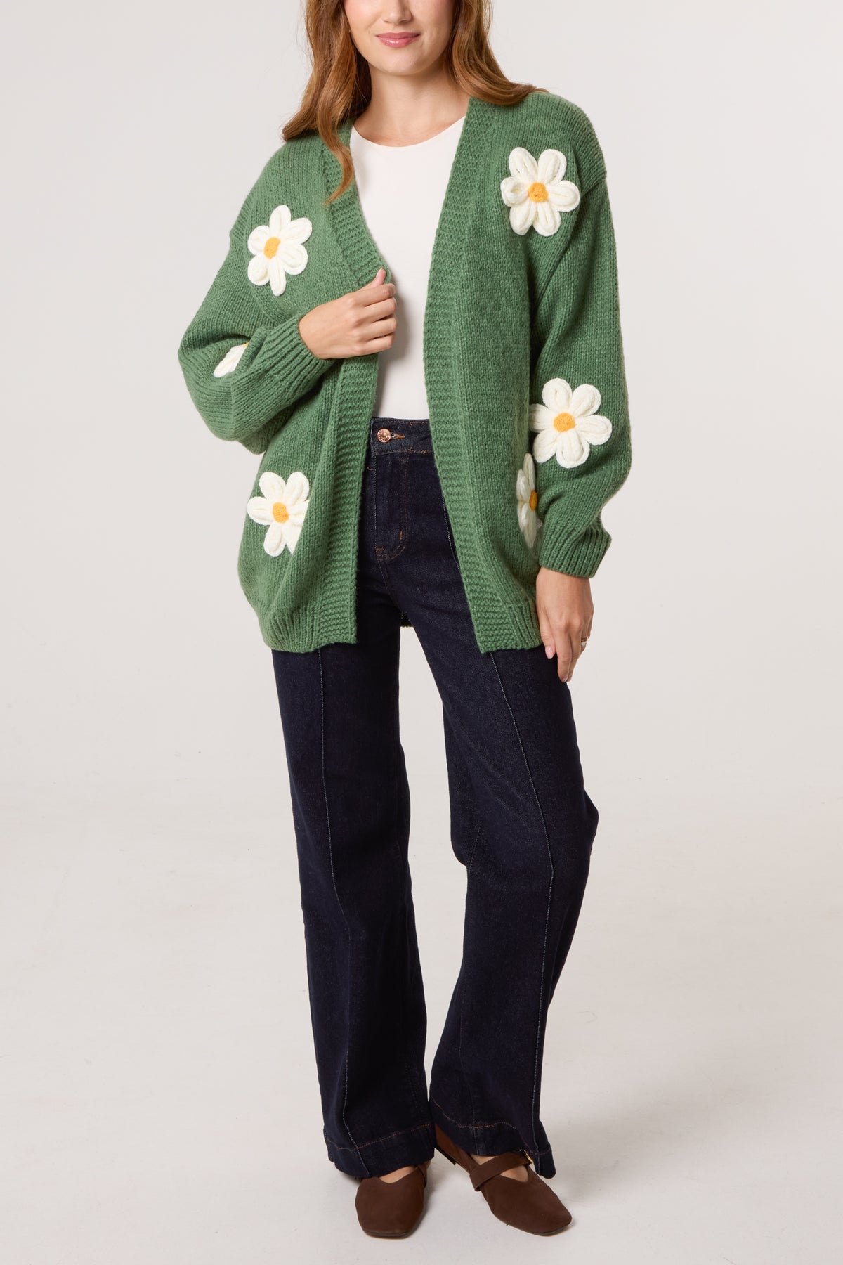 Flocking Daisy Open Knit Cardigan