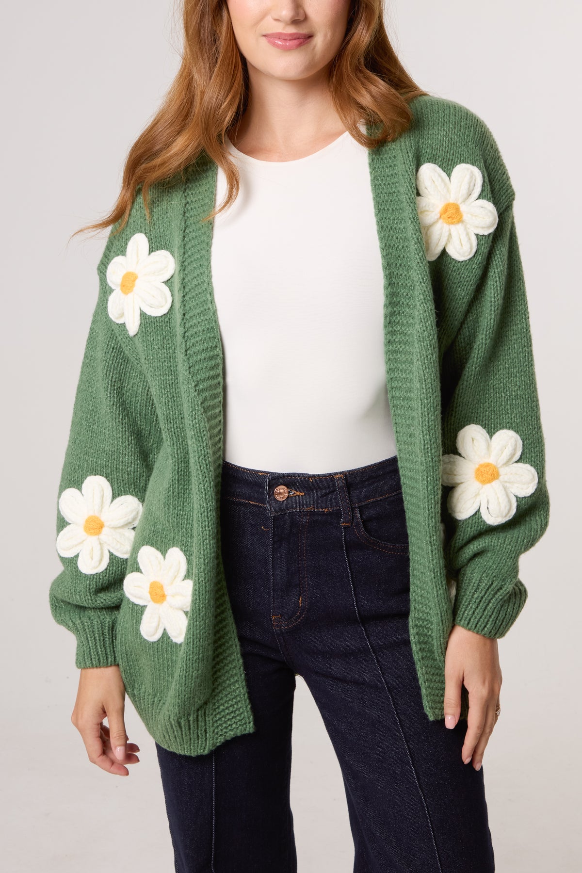 Flocking Daisy Open Knit Cardigan