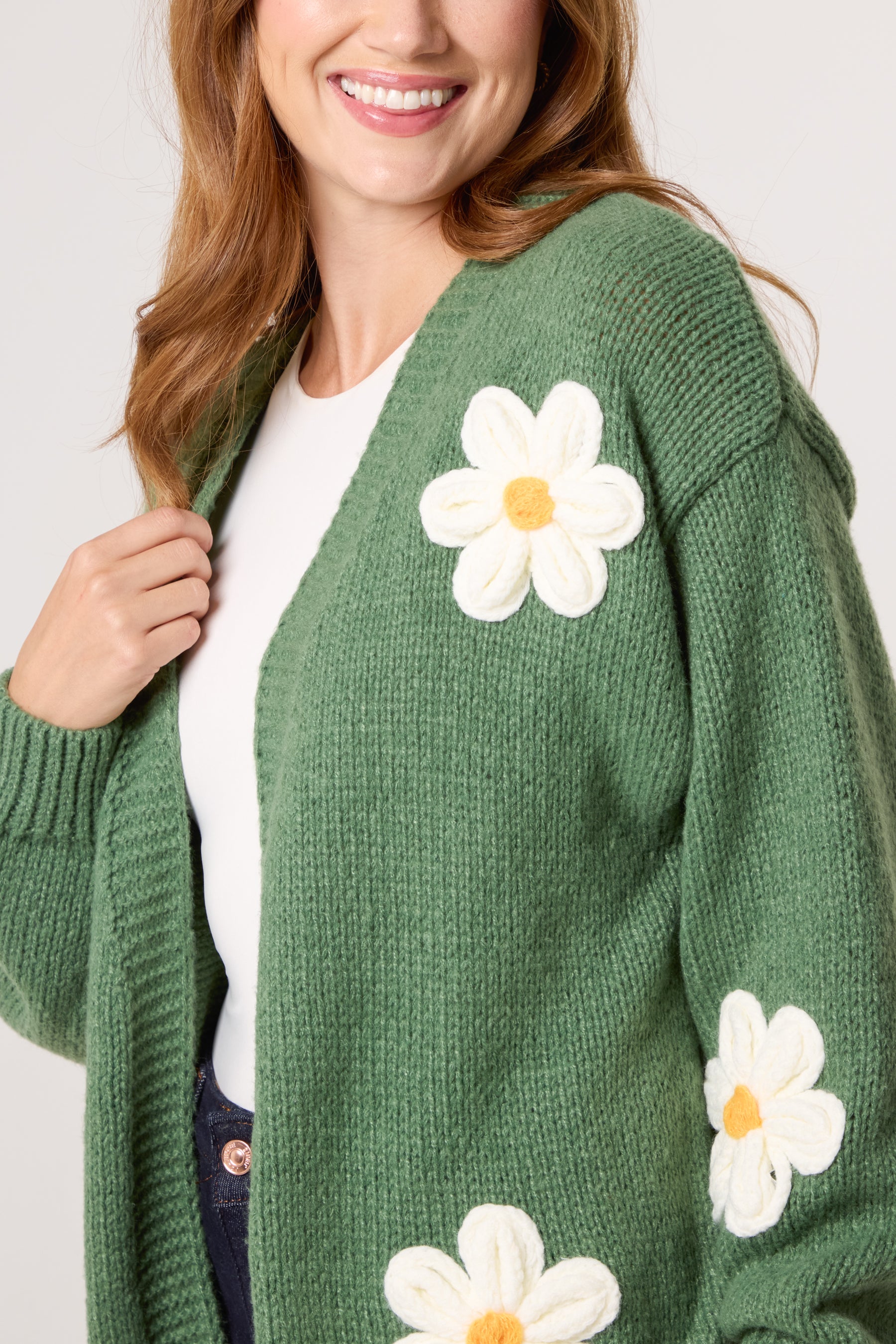 Flocking Daisy Open Knit Cardigan