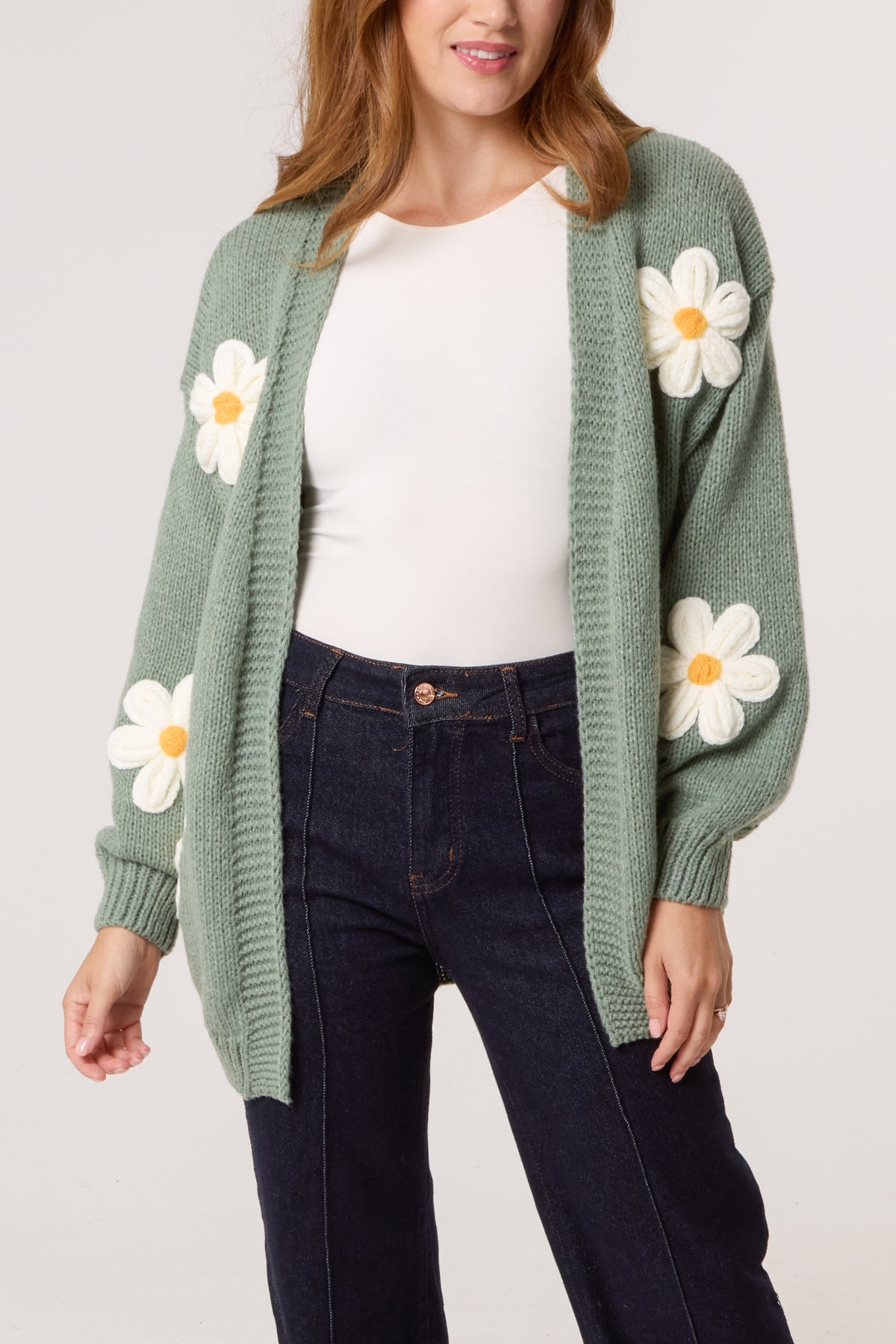 Flocking Daisy Open Knit Cardigan