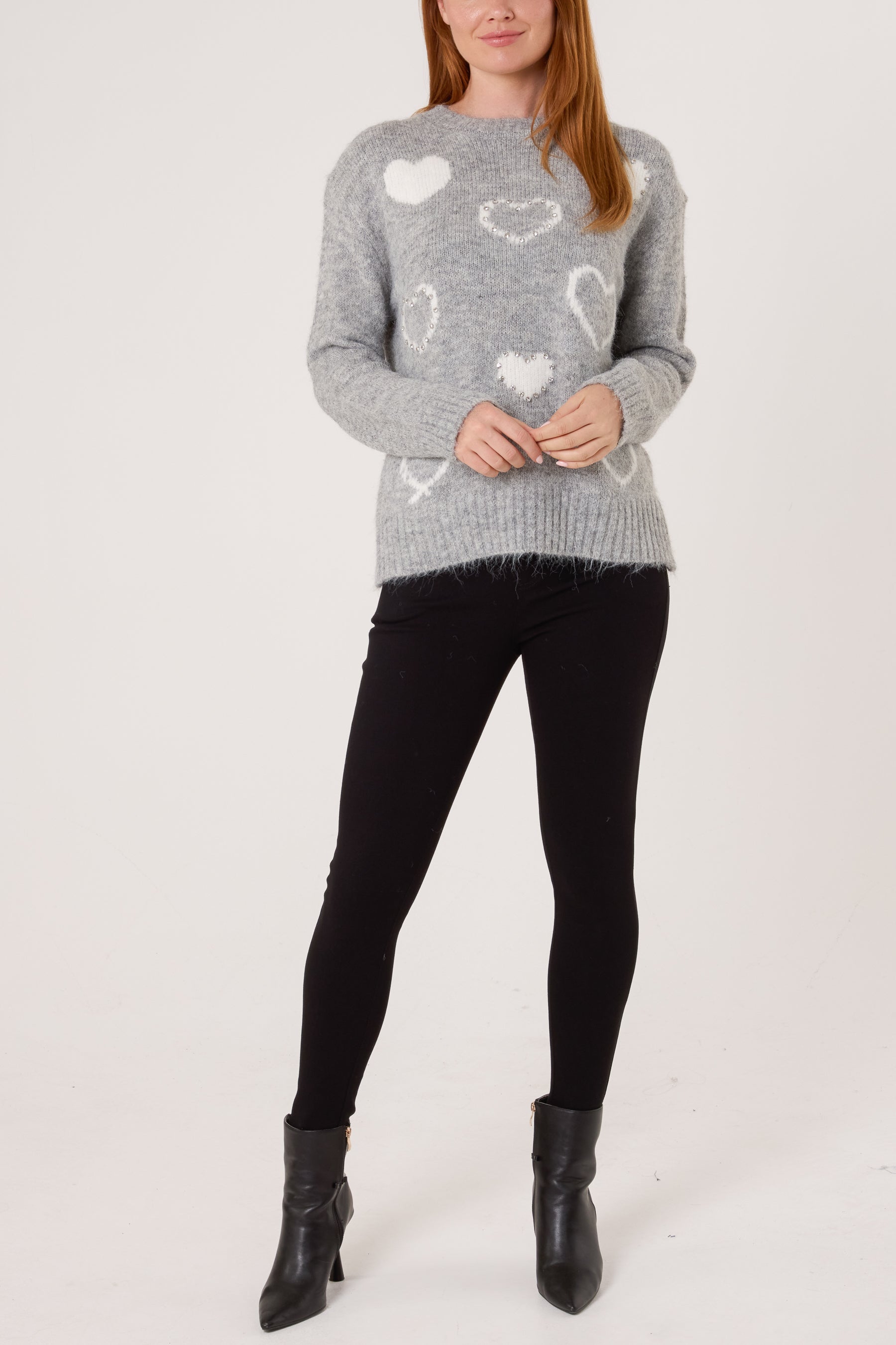 Embellished Heart Knit Jumper