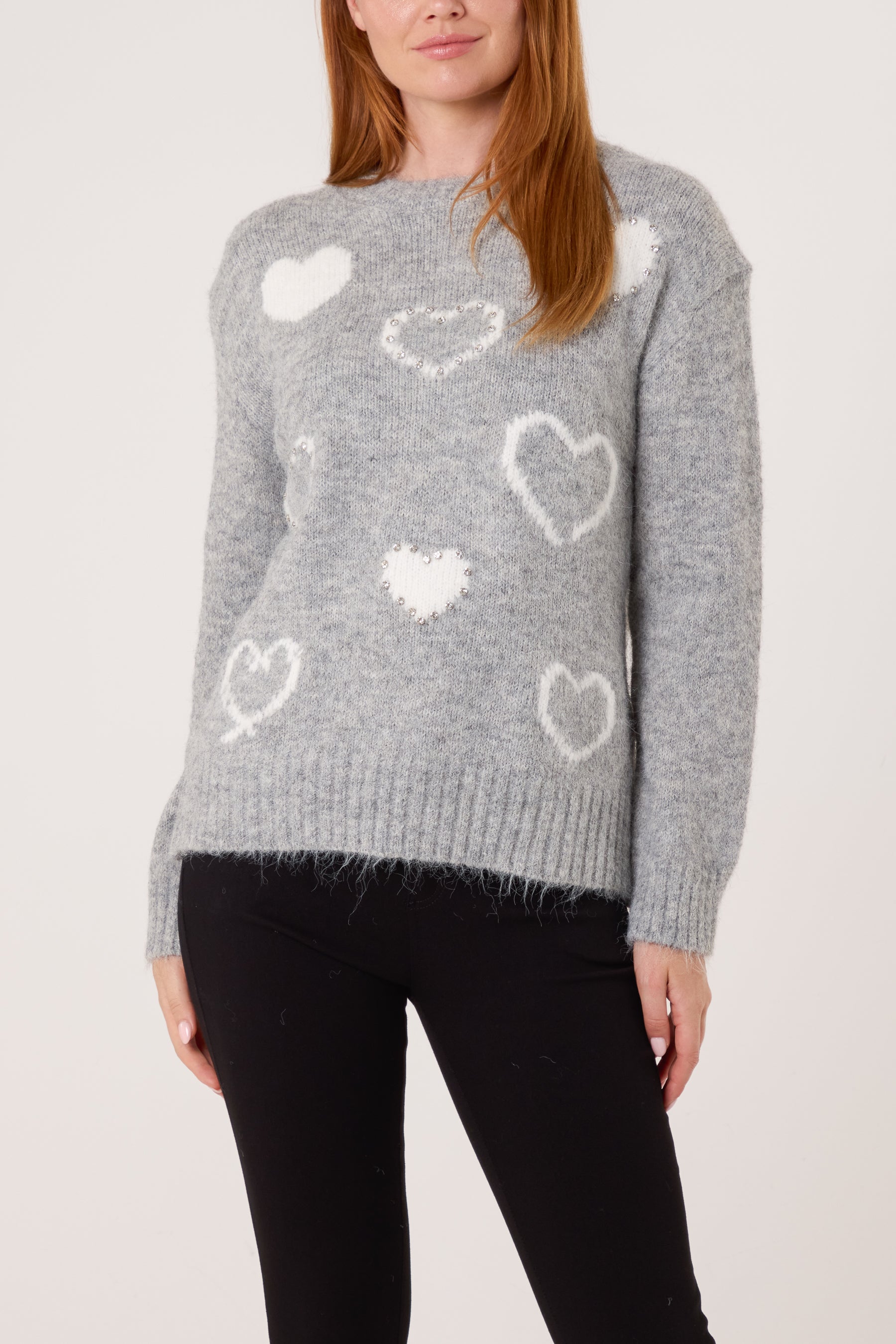 Embellished Heart Knit Jumper