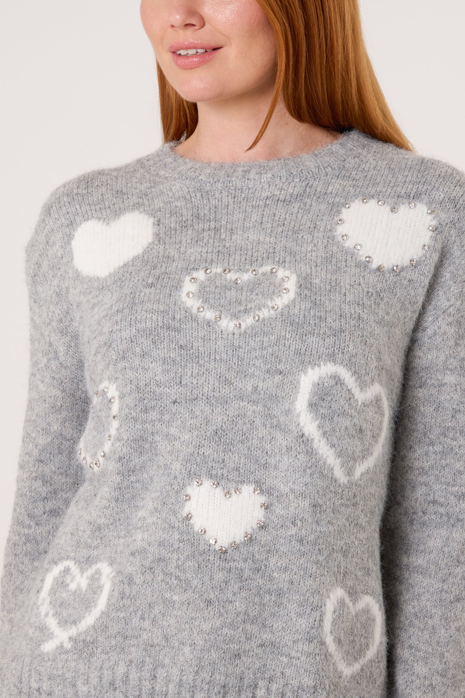 Embellished Heart Knit Jumper