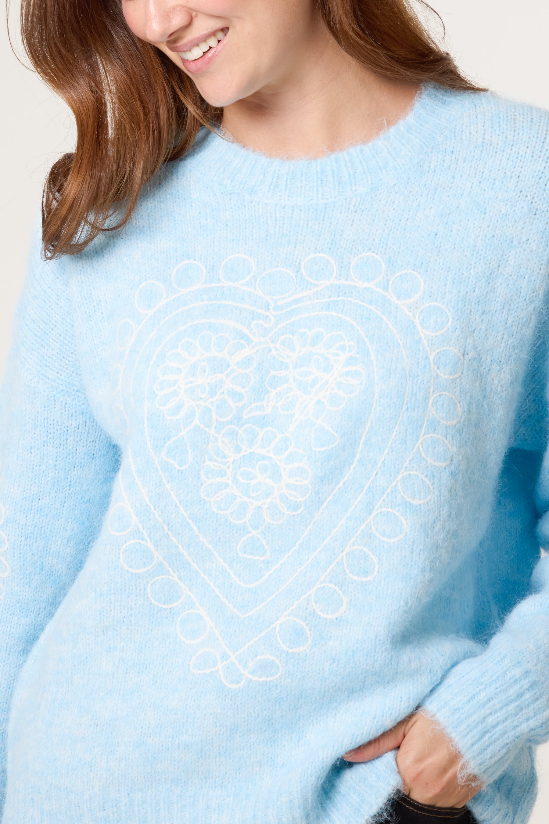Heart Embroidered Knit Jumper