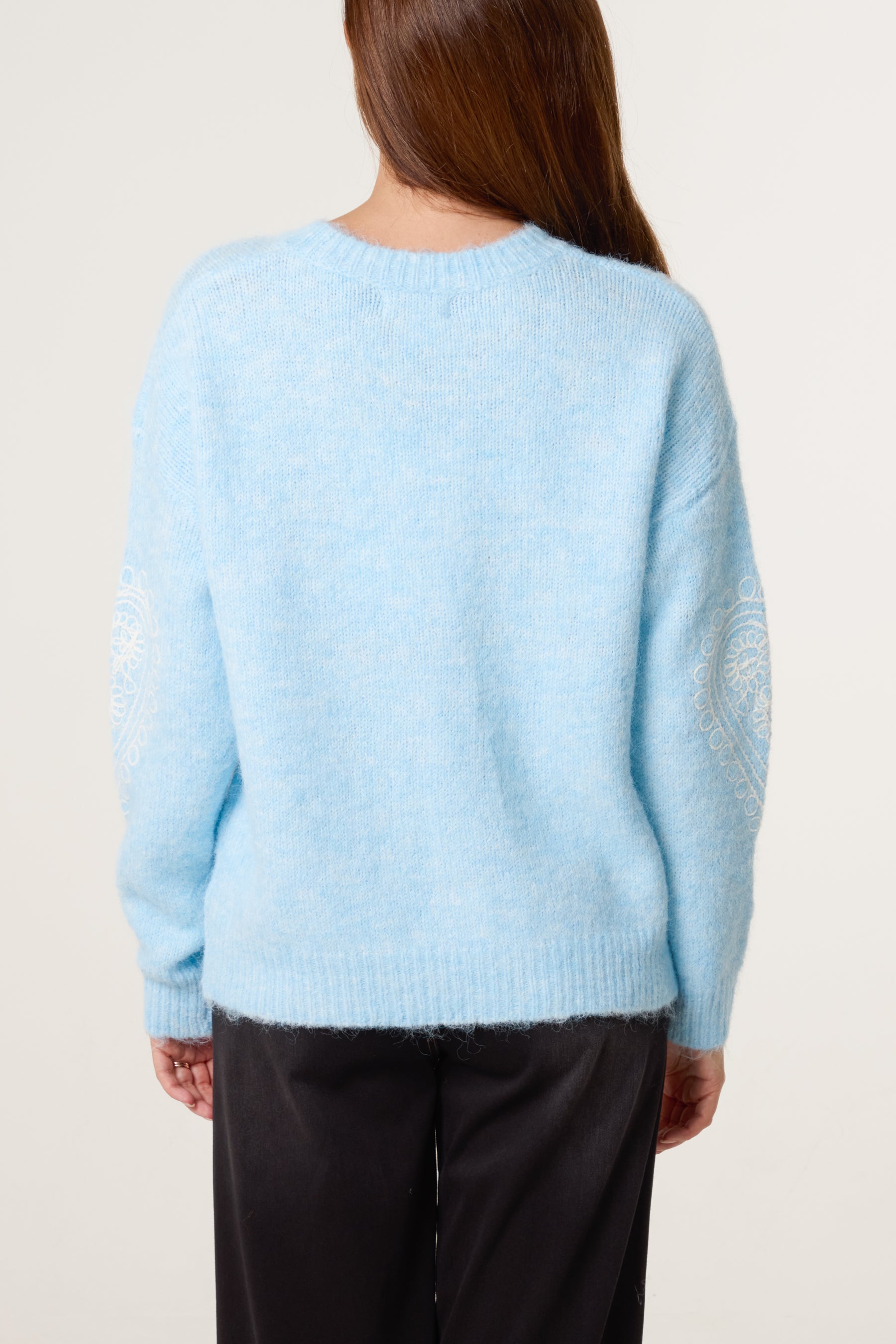 Heart Embroidered Knit Jumper