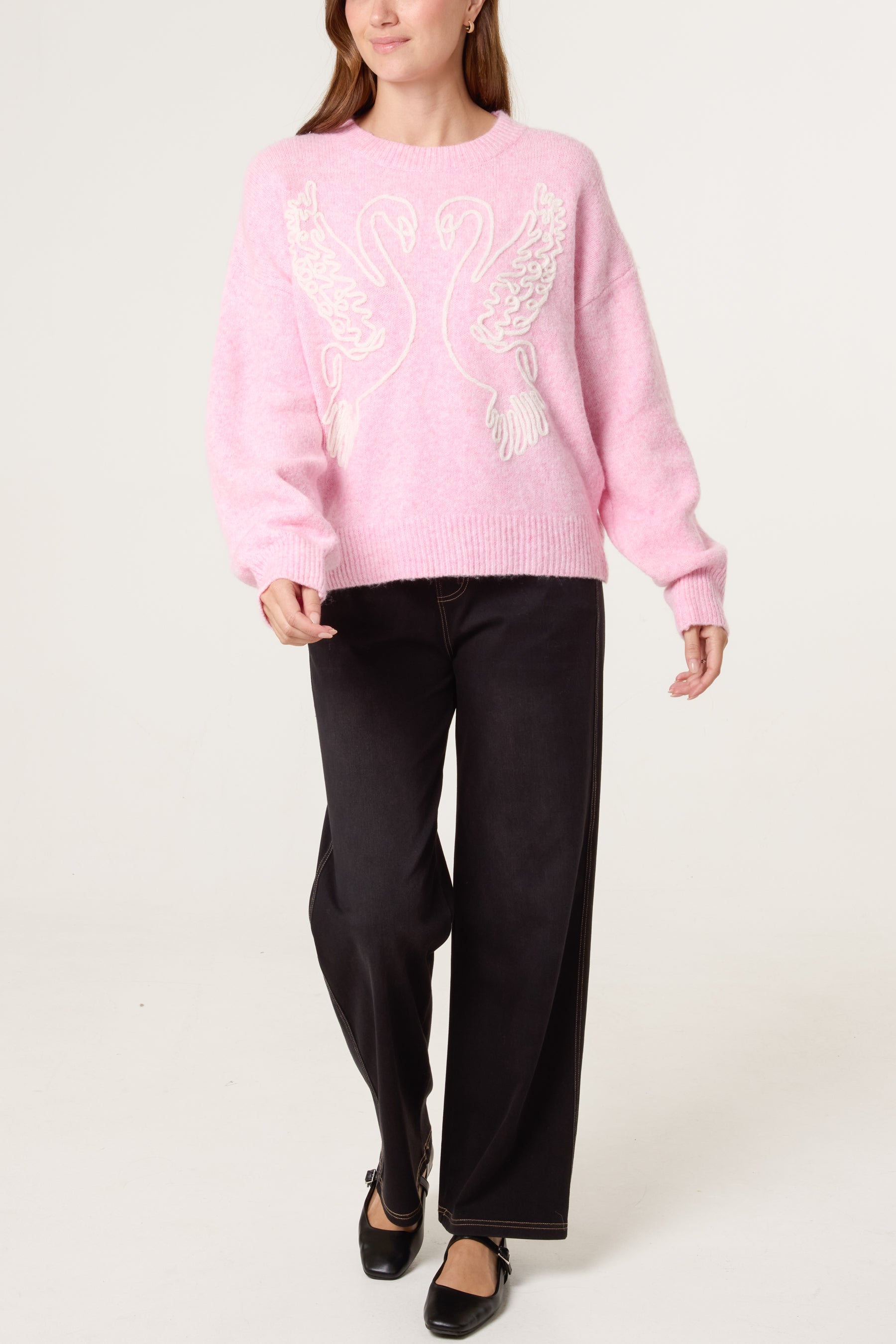 Swan Embroidered Knit Jumper