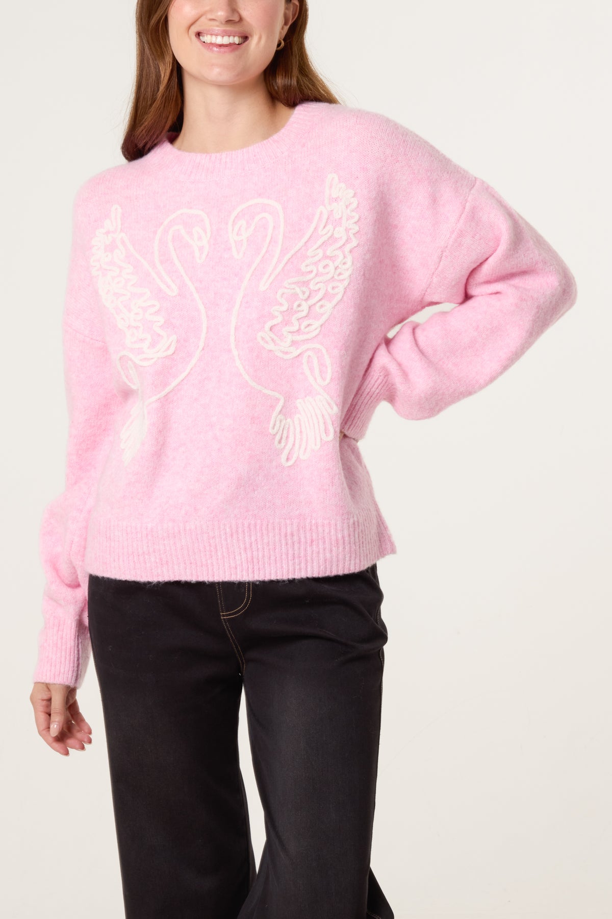 Swan Embroidered Knit Jumper
