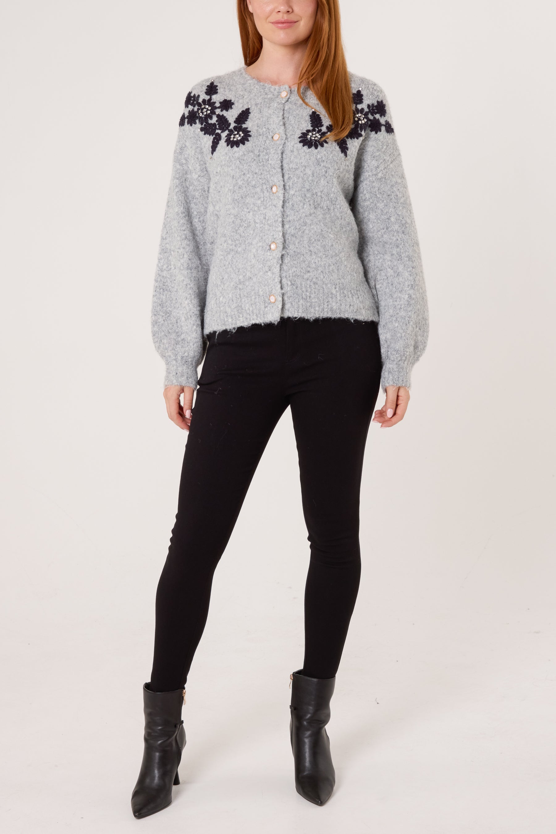 Embroidered & Embellished Flower Cardigan