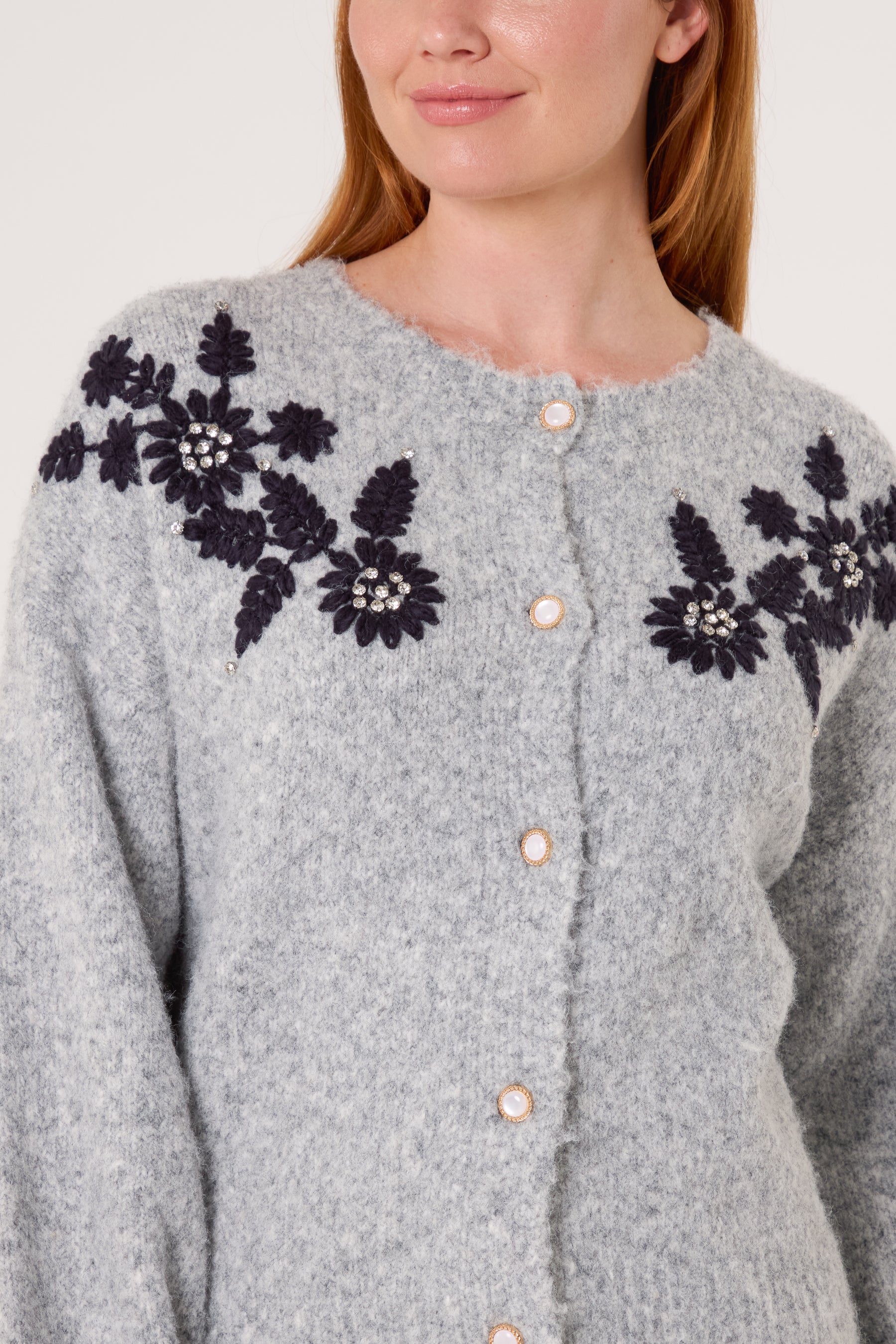 Embroidered & Embellished Flower Cardigan