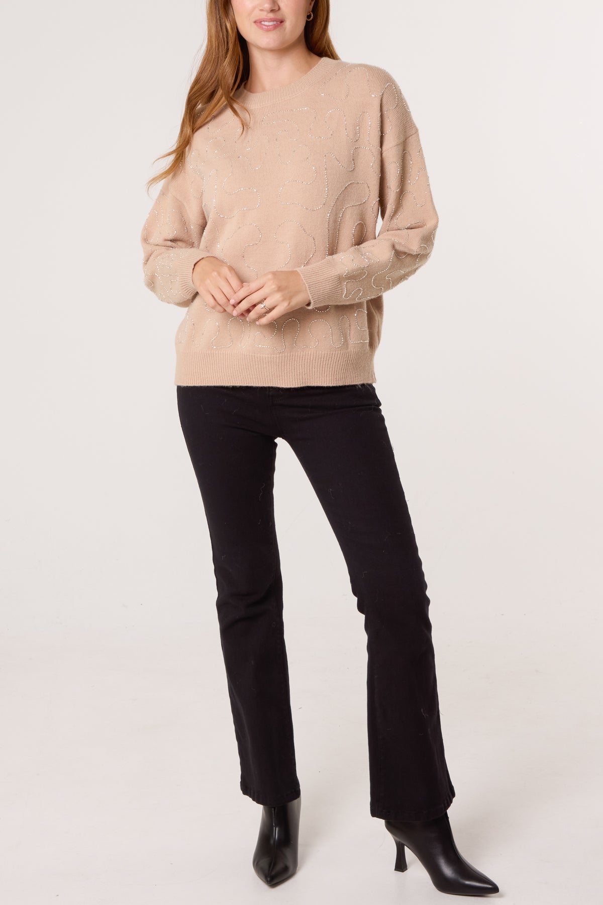 Round Neck Embellished Jumper