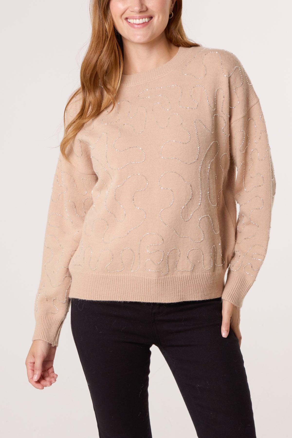 Round Neck Embellished Jumper