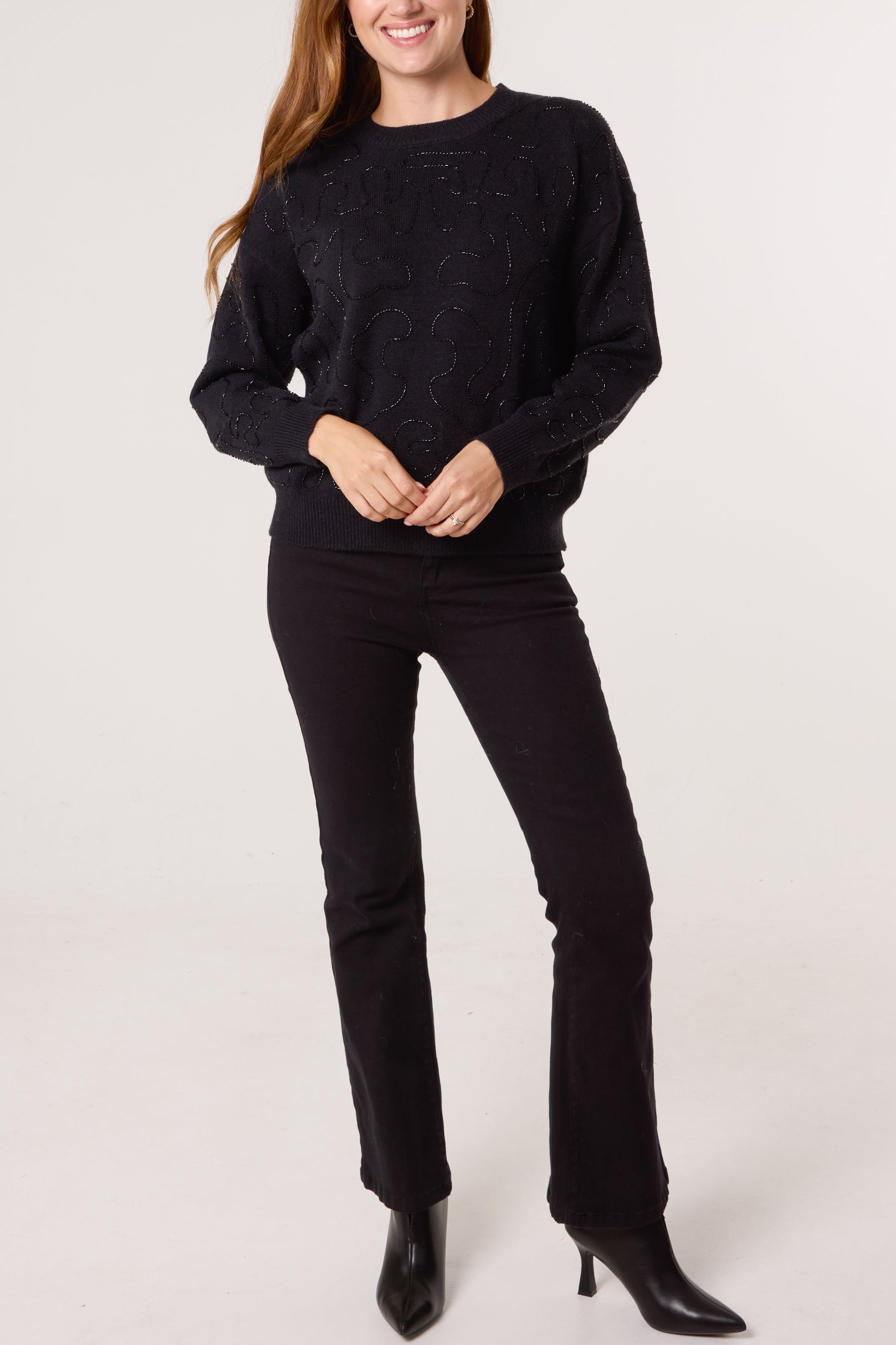 Round Neck Embellished Jumper