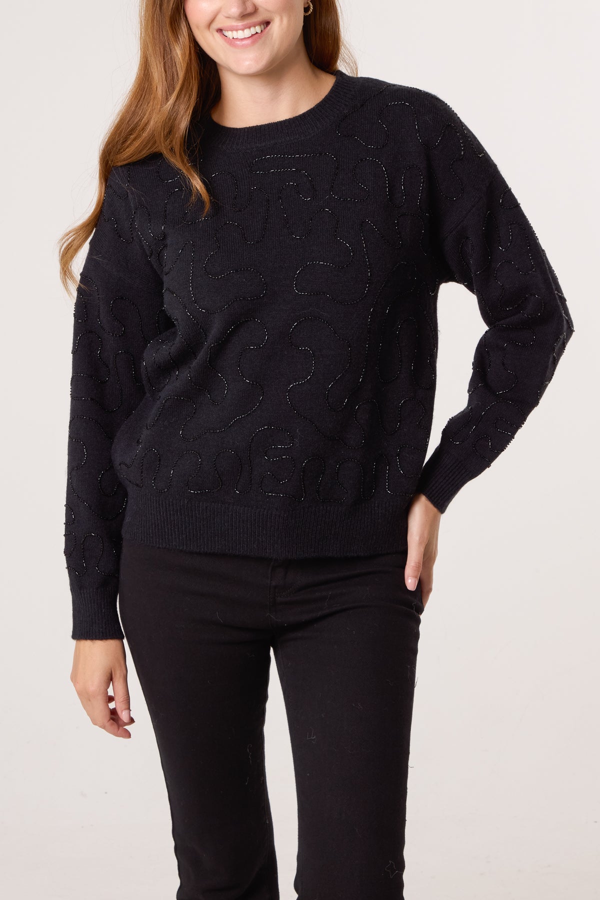 Round Neck Embellished Jumper