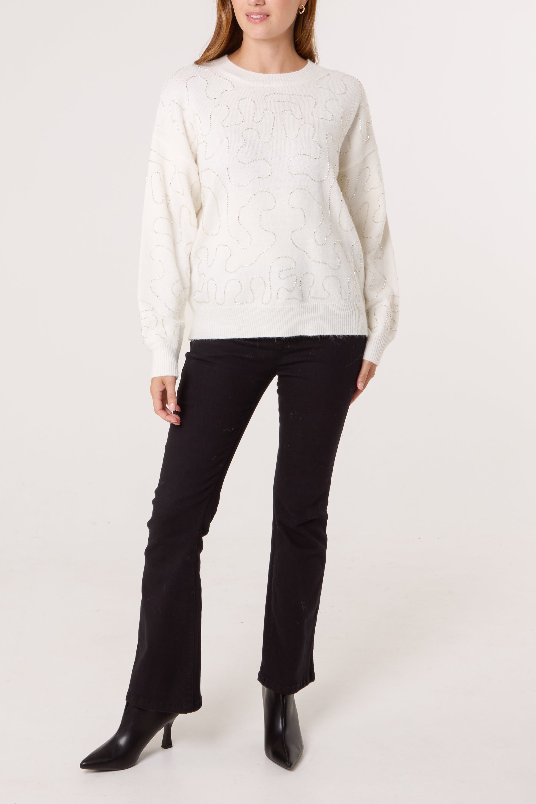 Round Neck Embellished Jumper
