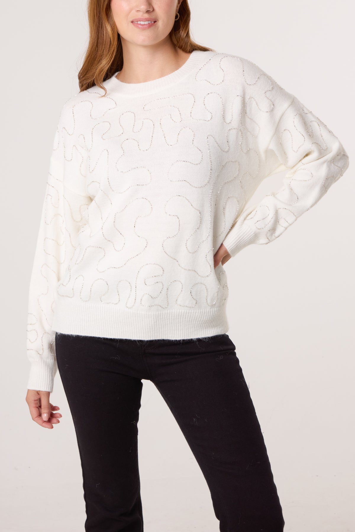 Round Neck Embellished Jumper