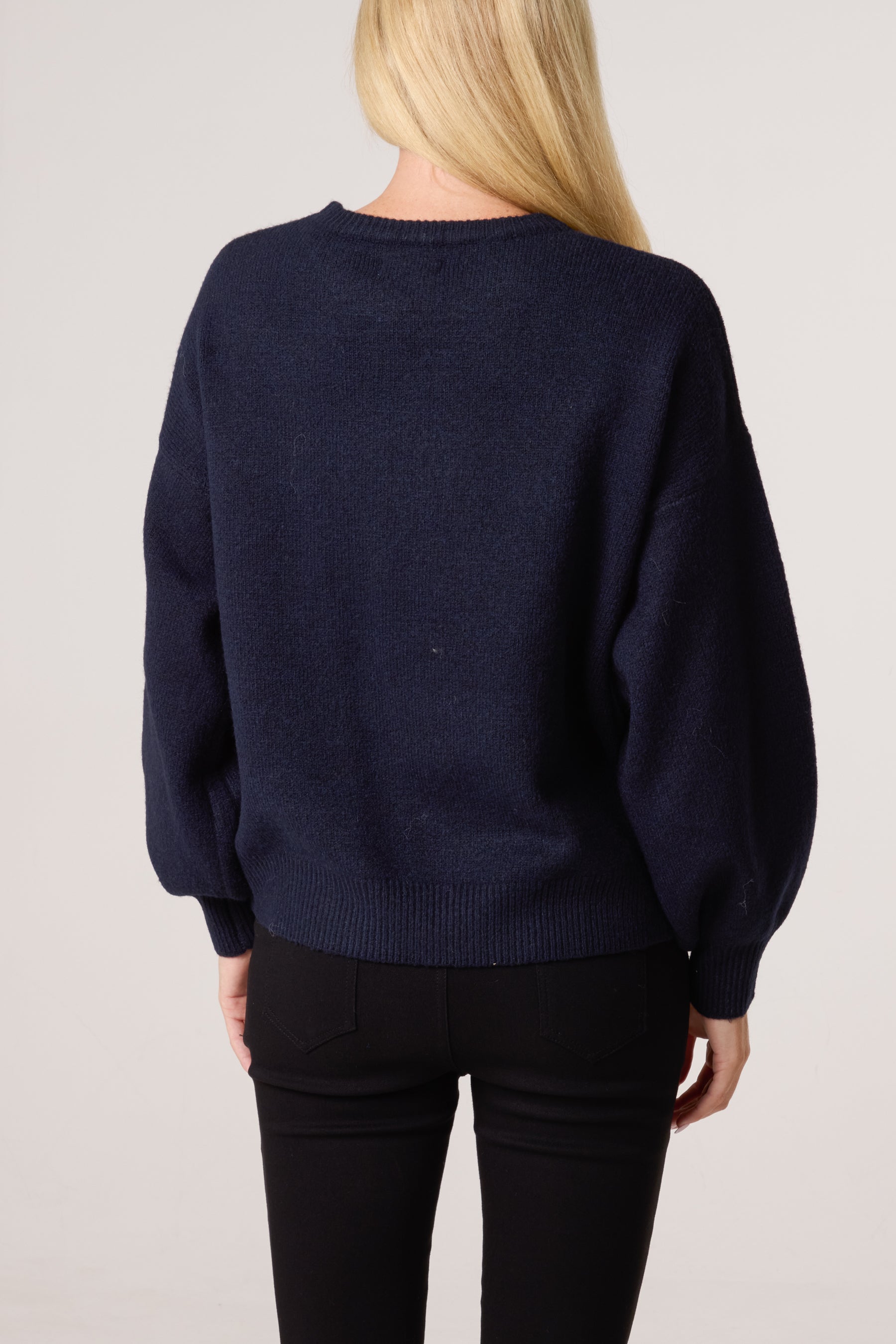 Sequin Balloon Hearts Knit Jumper